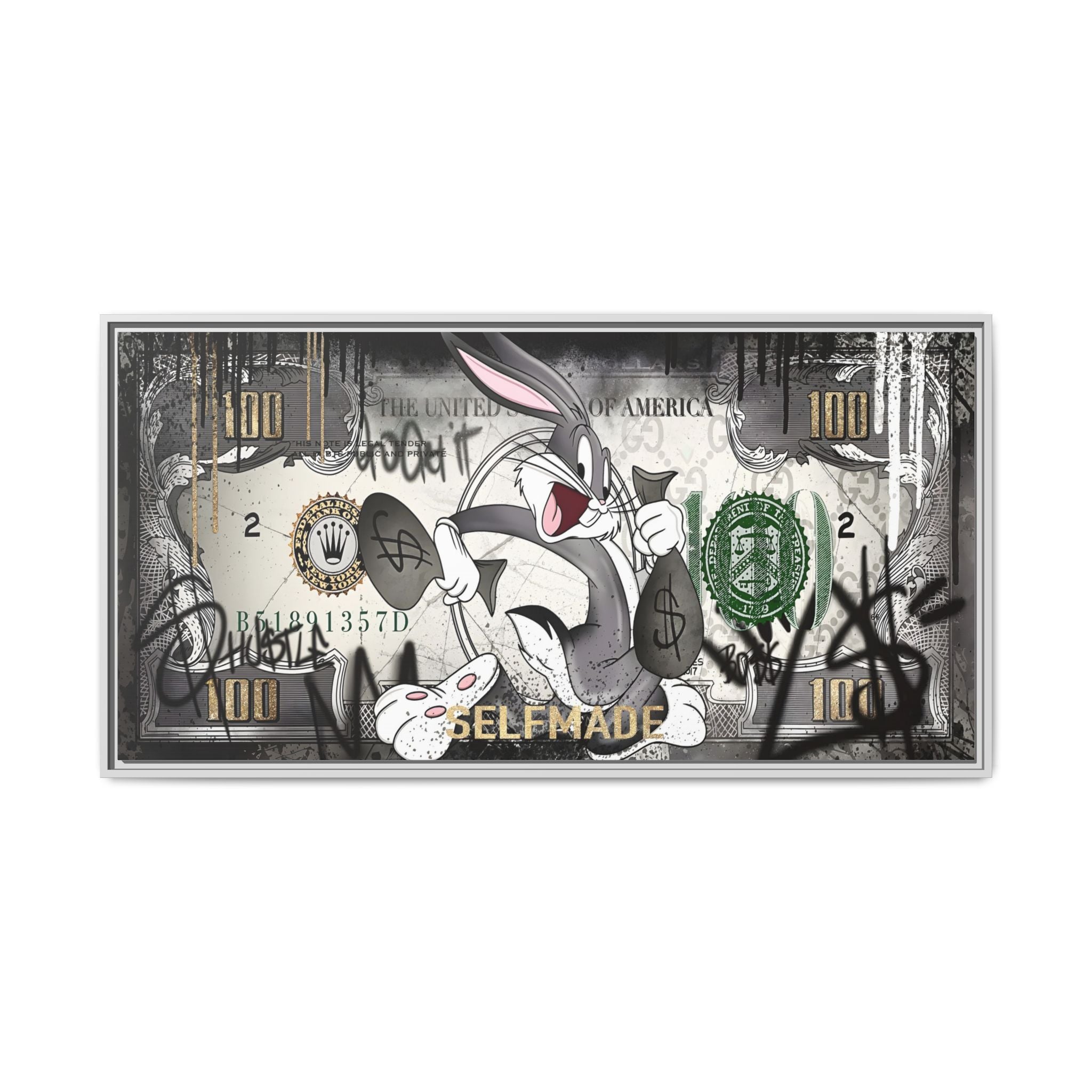 Bunny Benjamins: Pop Art Currency Remix, American Dream Iconography - Canvas Wall Art