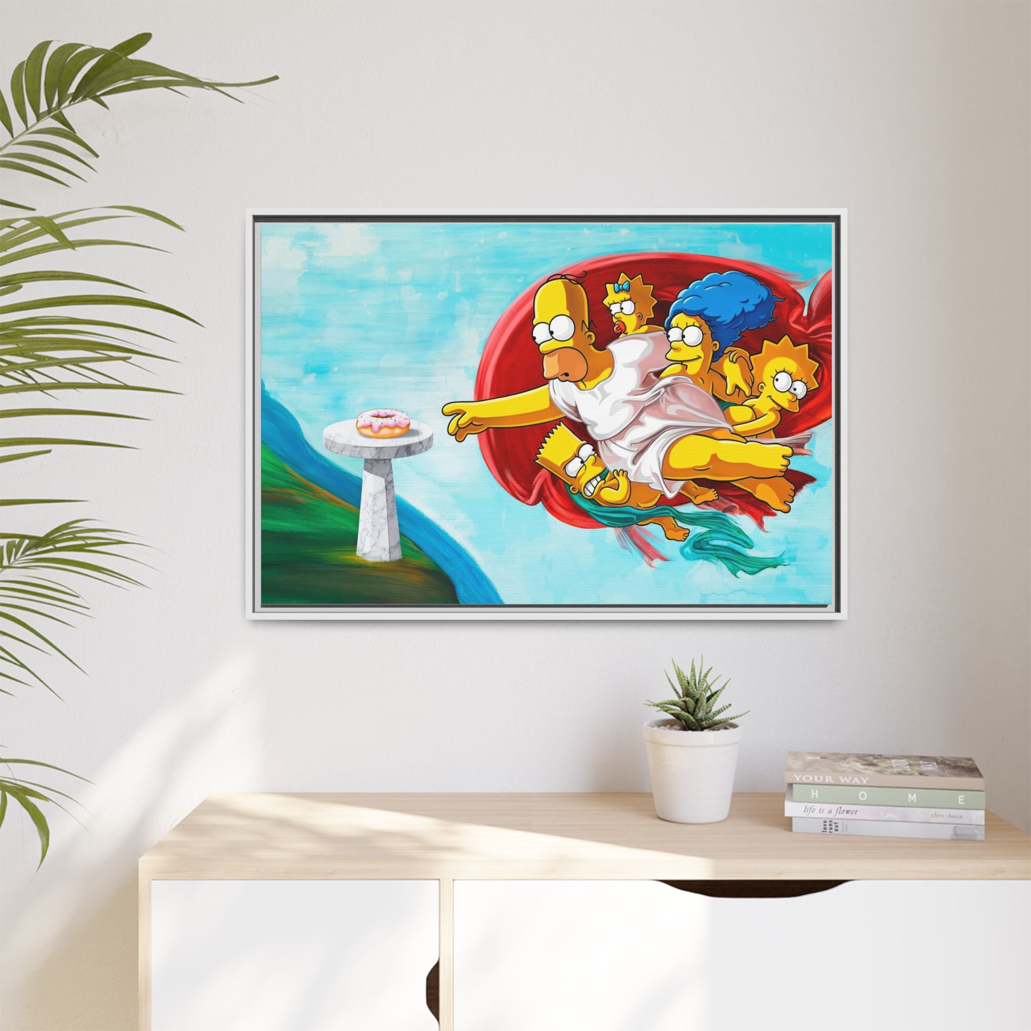 The Simpsons' Last Supper: Pop Culture Parody, Da Vinci Reimagined, Animated Comedy Masterpiece - Canvas Wall Art