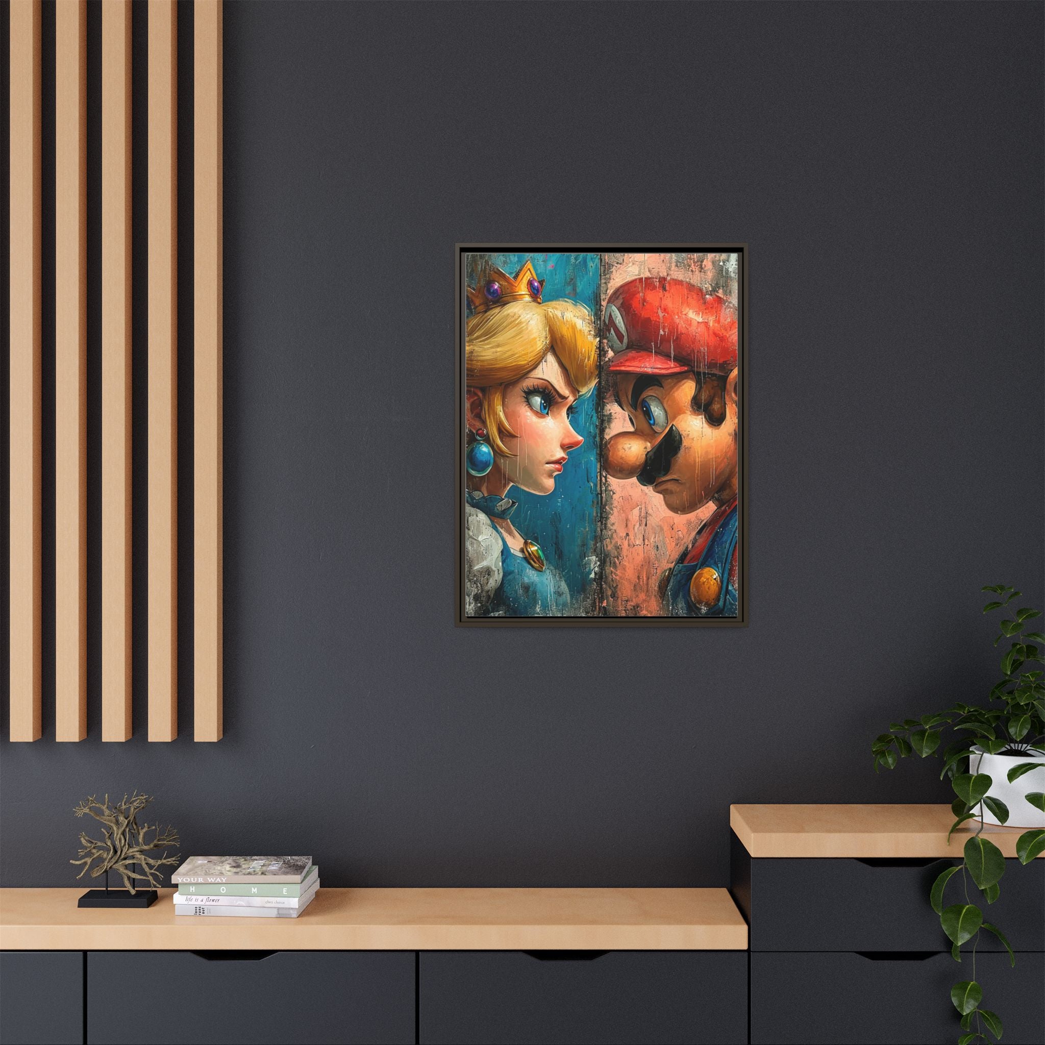 Legends Collide: Pixel Protagonists Reimagined, Gritty Game Art Portrait - Canvas Wall Art
