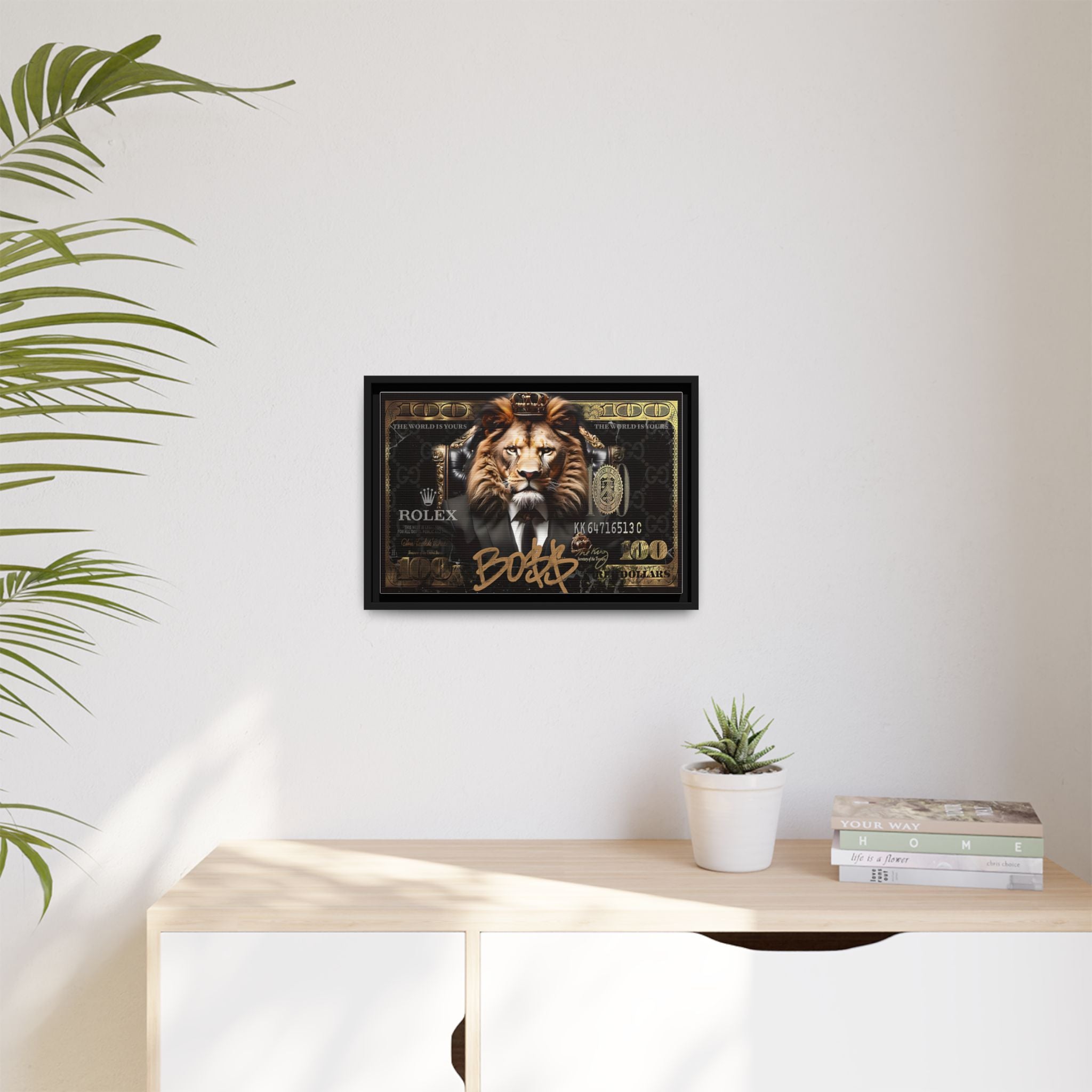 Lion Sovereign: Corporate Dominance, Golden Empire, Power Portrait - Canvas Wall Art