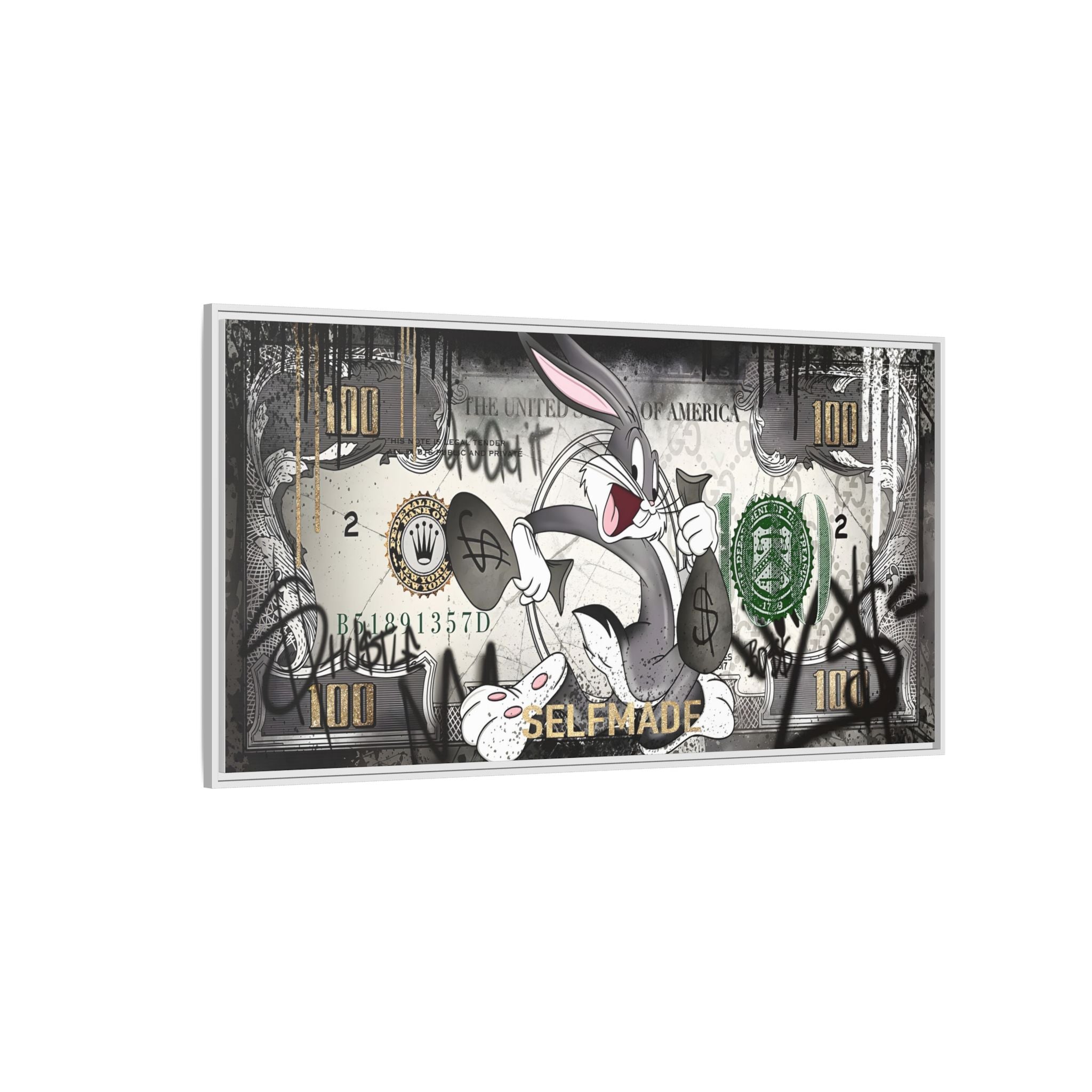 Bunny Benjamins: Pop Art Currency Remix, American Dream Iconography - Canvas Wall Art