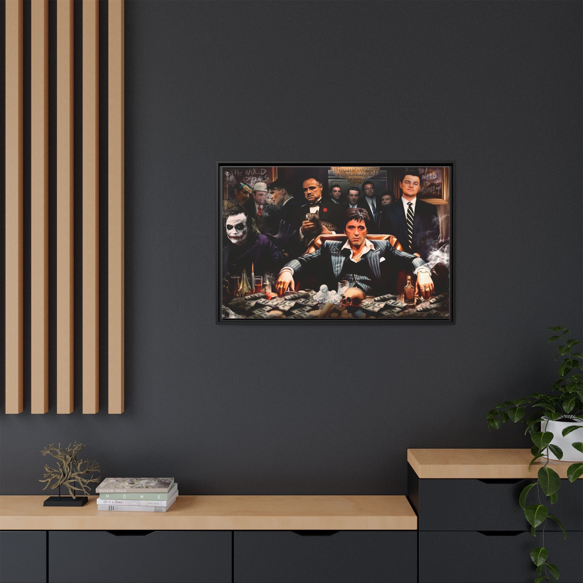 Empire of Shadows: Cinematic Crime Collage, Noir Anthology of Power - Canvas Wall Art