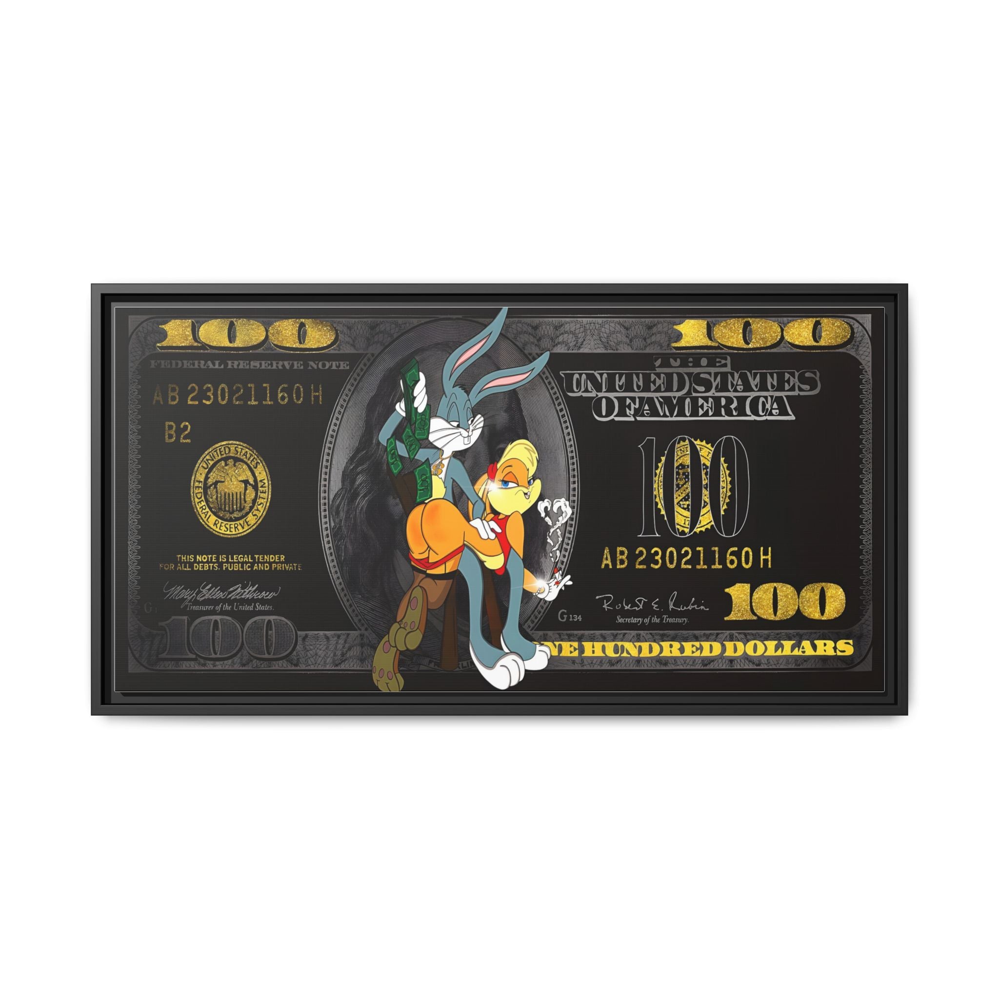 Cartoon Cash Remix: Looney Tunes Currency, Pop Culture Finance Art - Canvas Wall Art