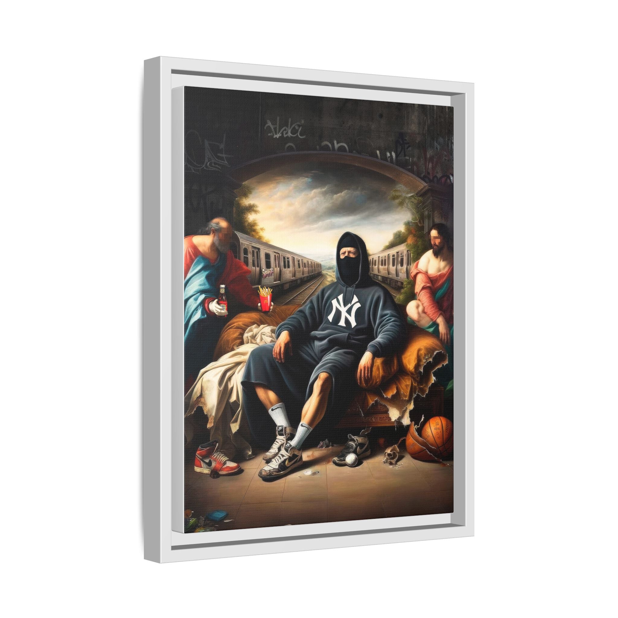 Urban Renaissance: Digital Remix of Classical Portraiture, Street Culture Reimagined - Canvas Wall Art