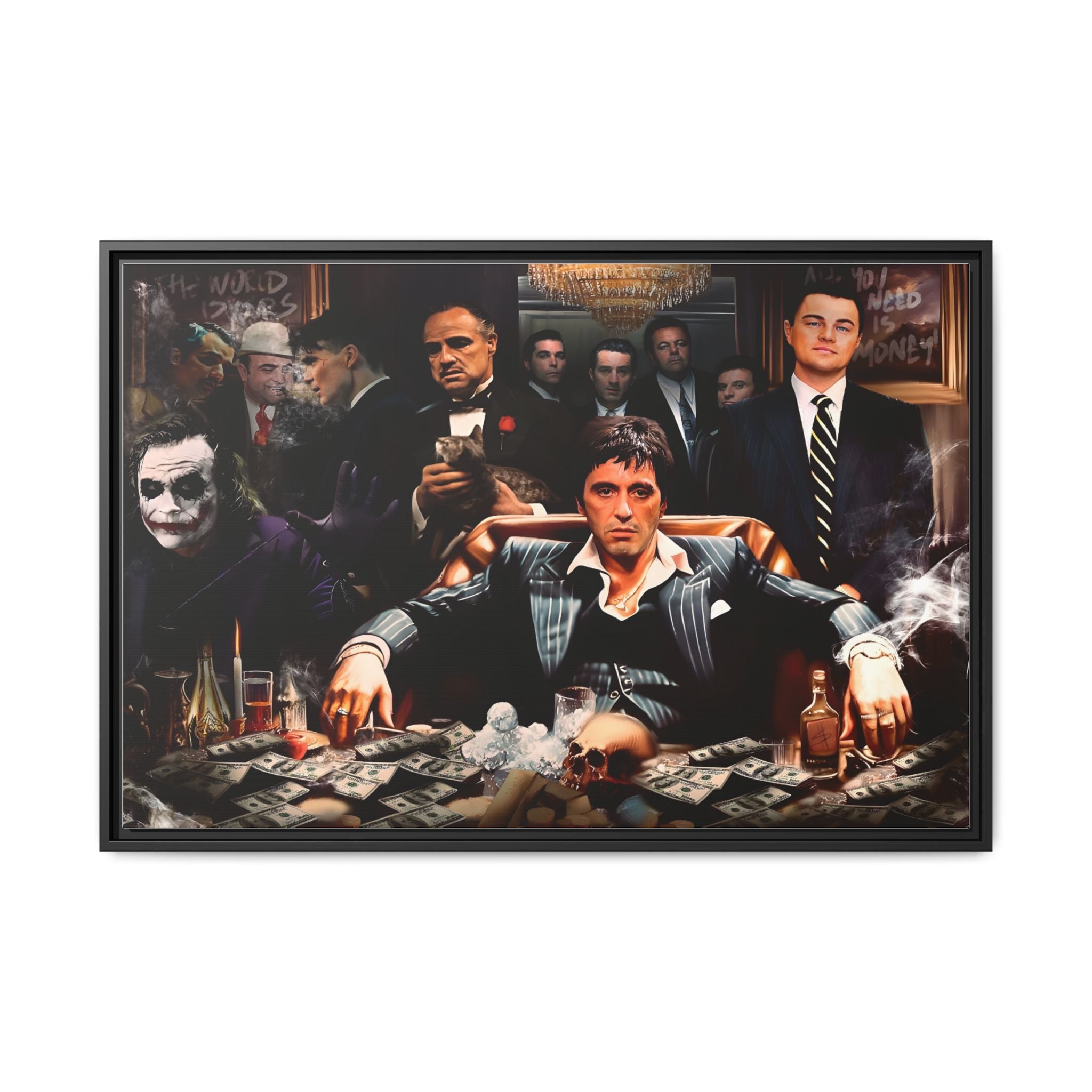 Empire of Shadows: Cinematic Crime Collage, Noir Anthology of Power - Canvas Wall Art