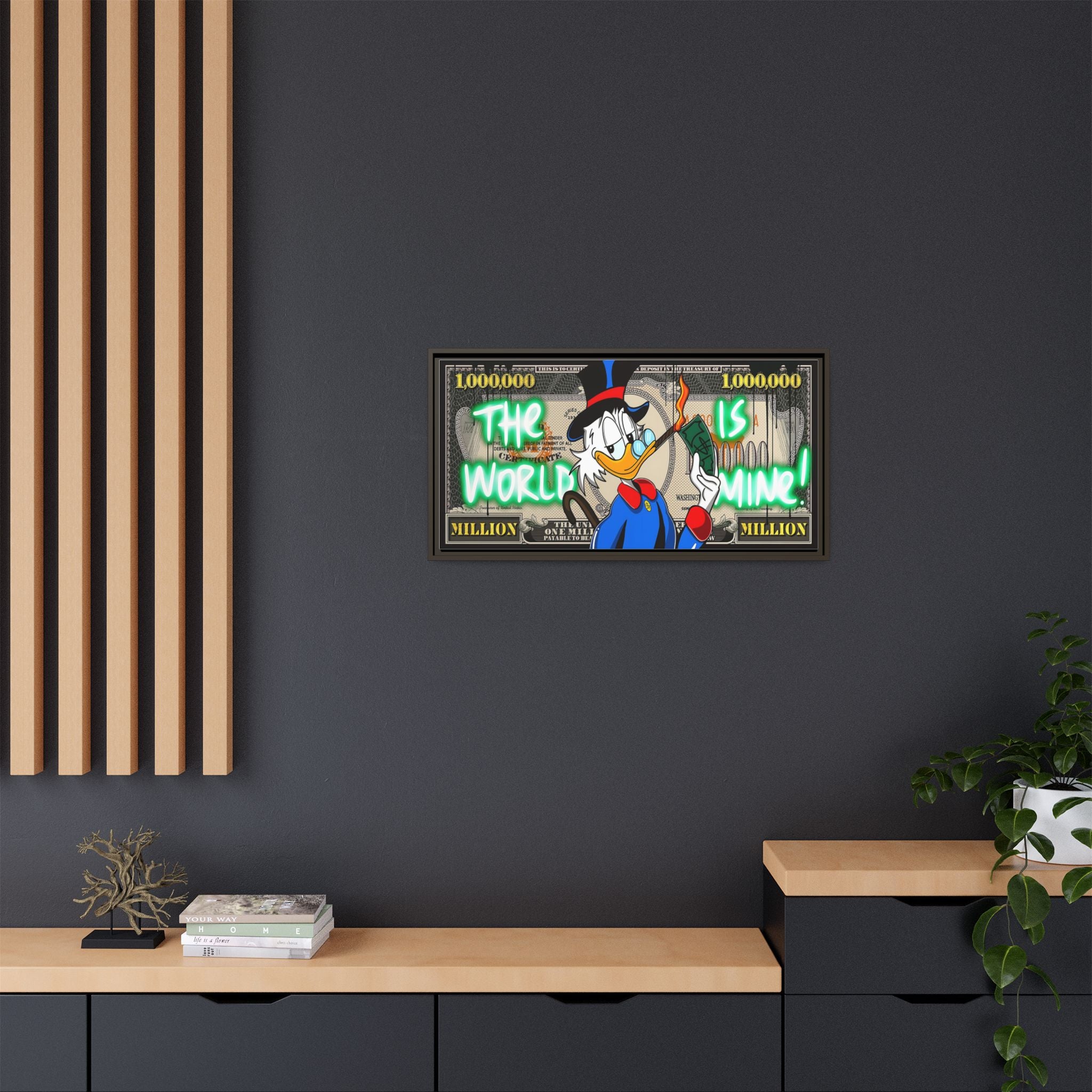 Duck Dollar Domination: Pop Art Financial Satire, Disney Character Urban Commentary - Canvas Wall Art