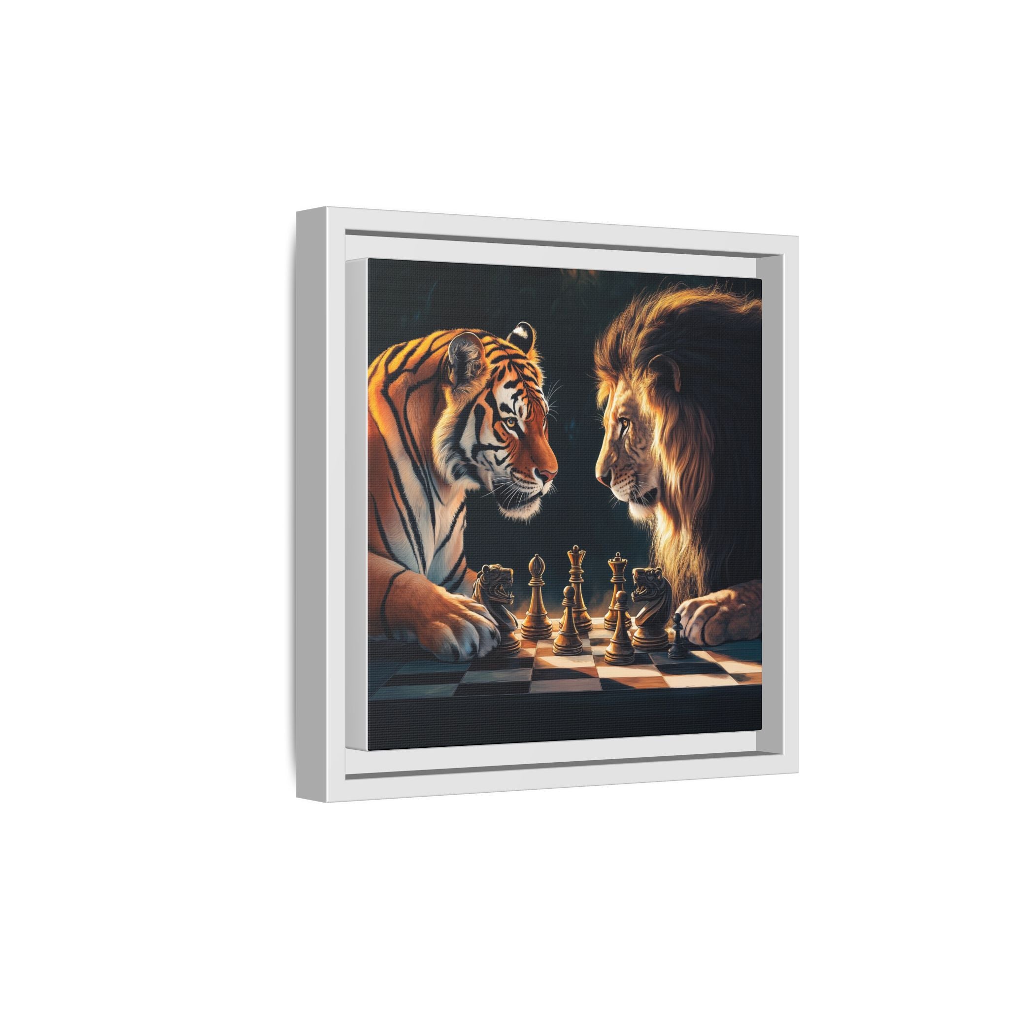 Predatory Strategies: Animal Kingdom Chess, Metaphorical Digital Art - Canvas Wall Art