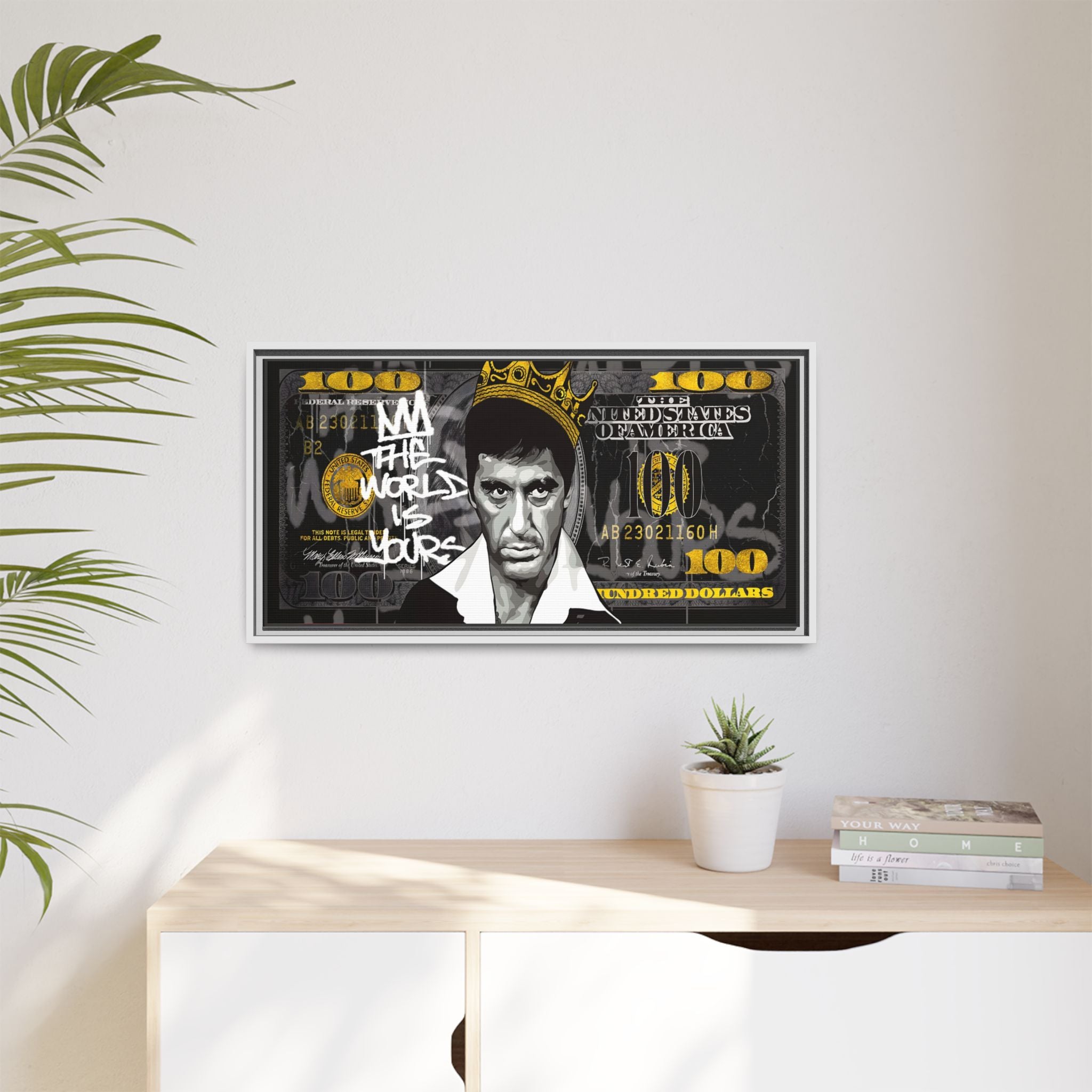 Crowned in Green: Pop Art Crime Iconography, Urban Financial Rebellion - Canvas Wall Art