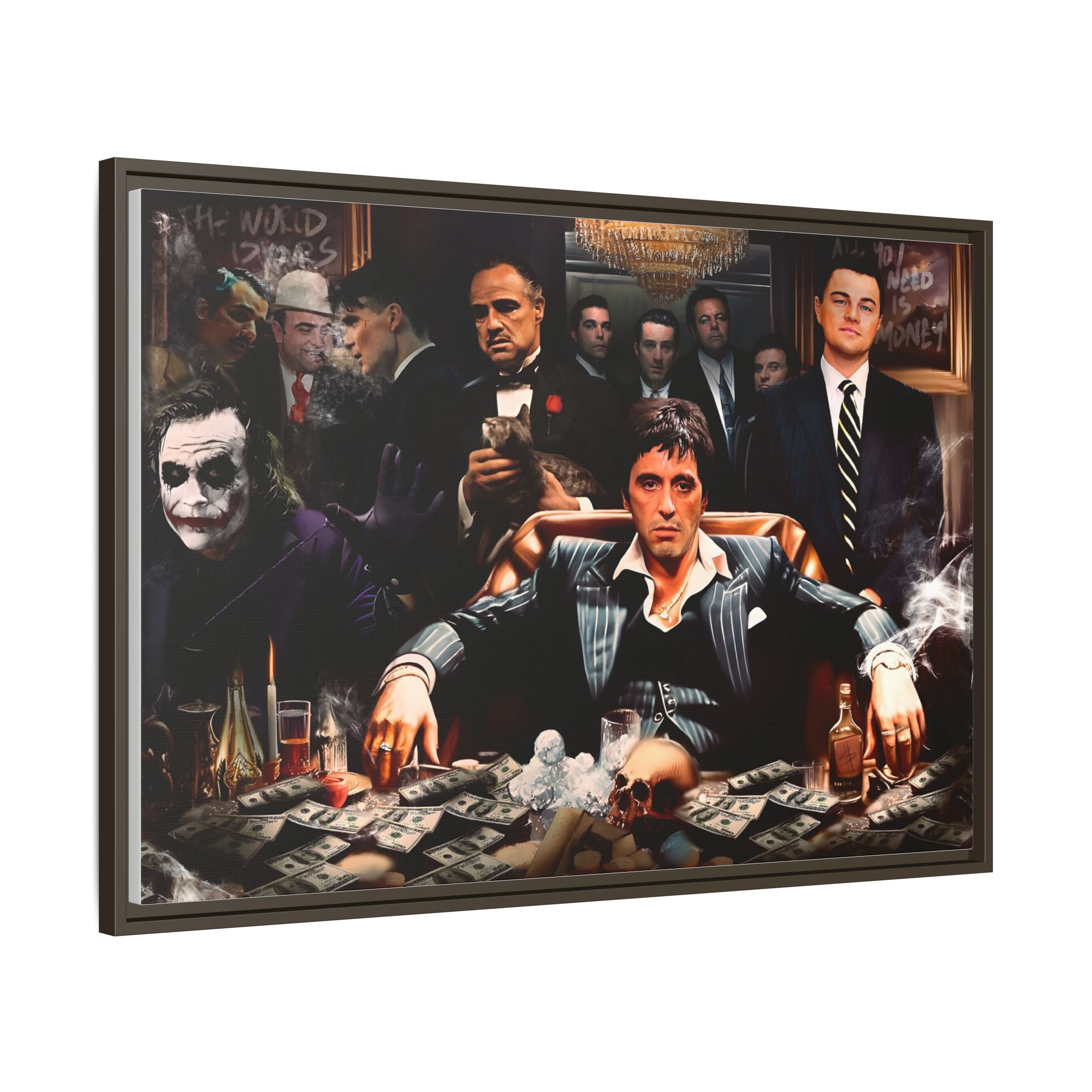 Empire of Shadows: Cinematic Crime Collage, Noir Anthology of Power - Canvas Wall Art
