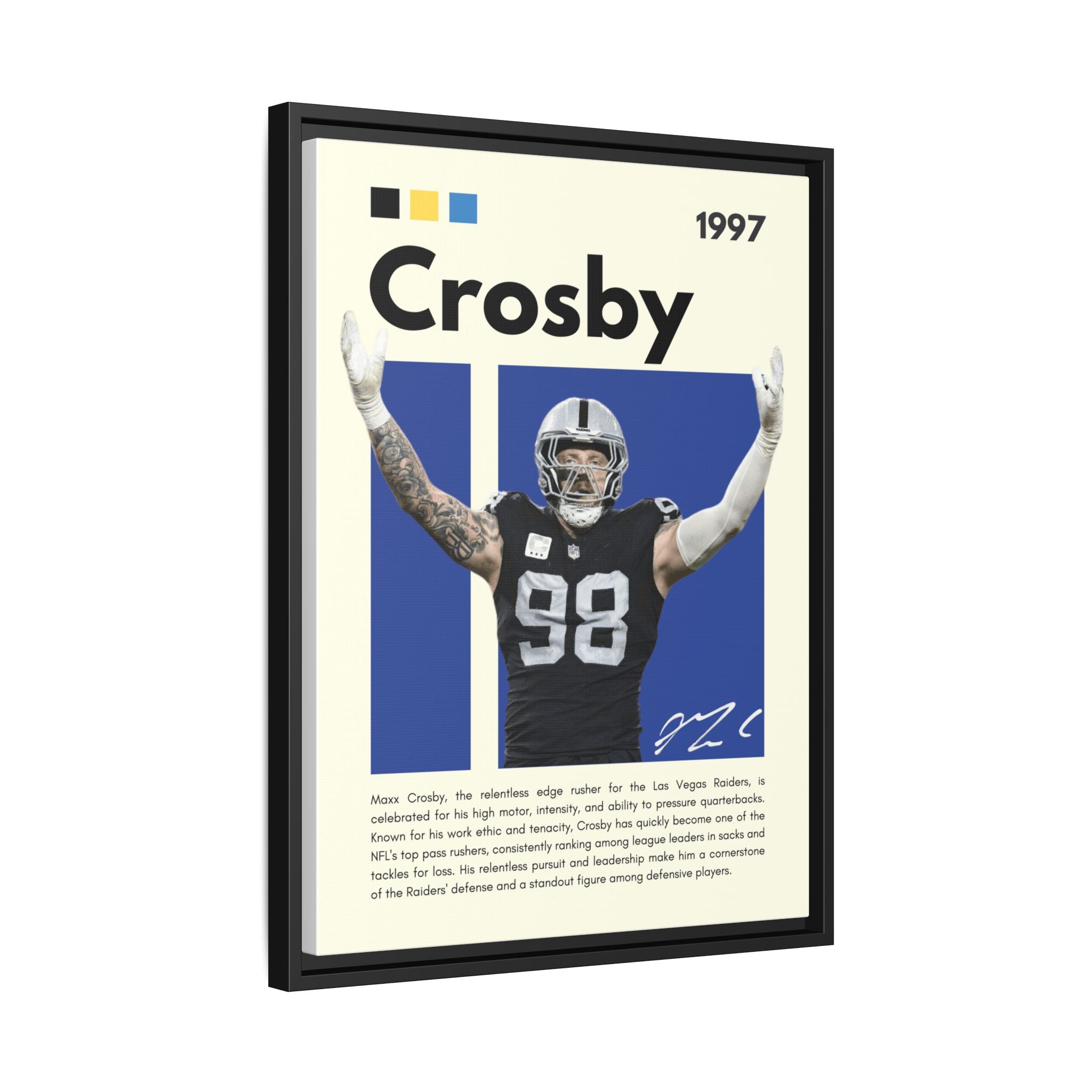 Maxx Crosby: Defensive Dynamo - Canvas Wall Art