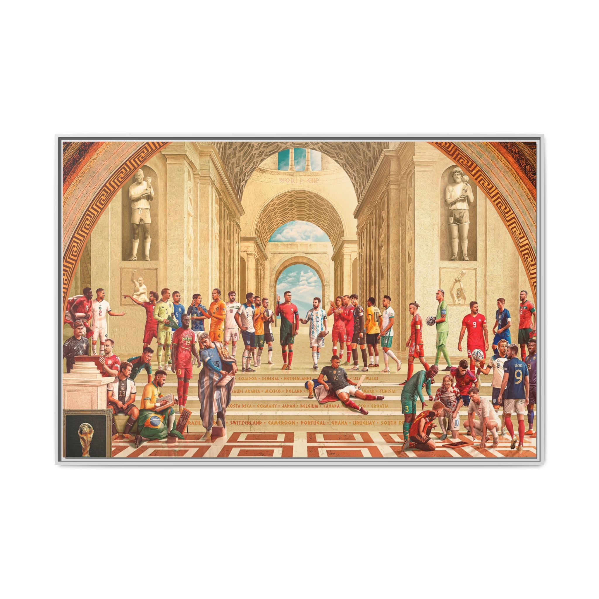 Pantheon of Football Glory: World Cup 2022 Immortalized, Global Soccer Legends Memorialized - Canvas Wall Art