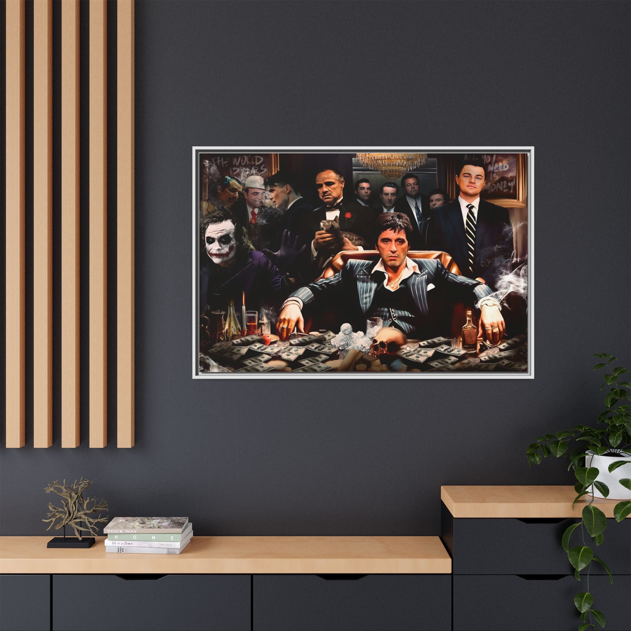 Empire of Shadows: Cinematic Crime Collage, Noir Anthology of Power - Canvas Wall Art