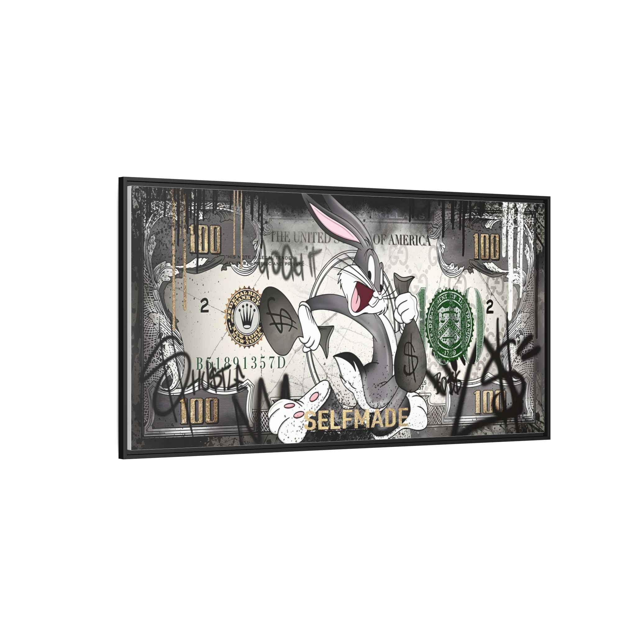 Bunny Benjamins: Pop Art Currency Remix, American Dream Iconography - Canvas Wall Art