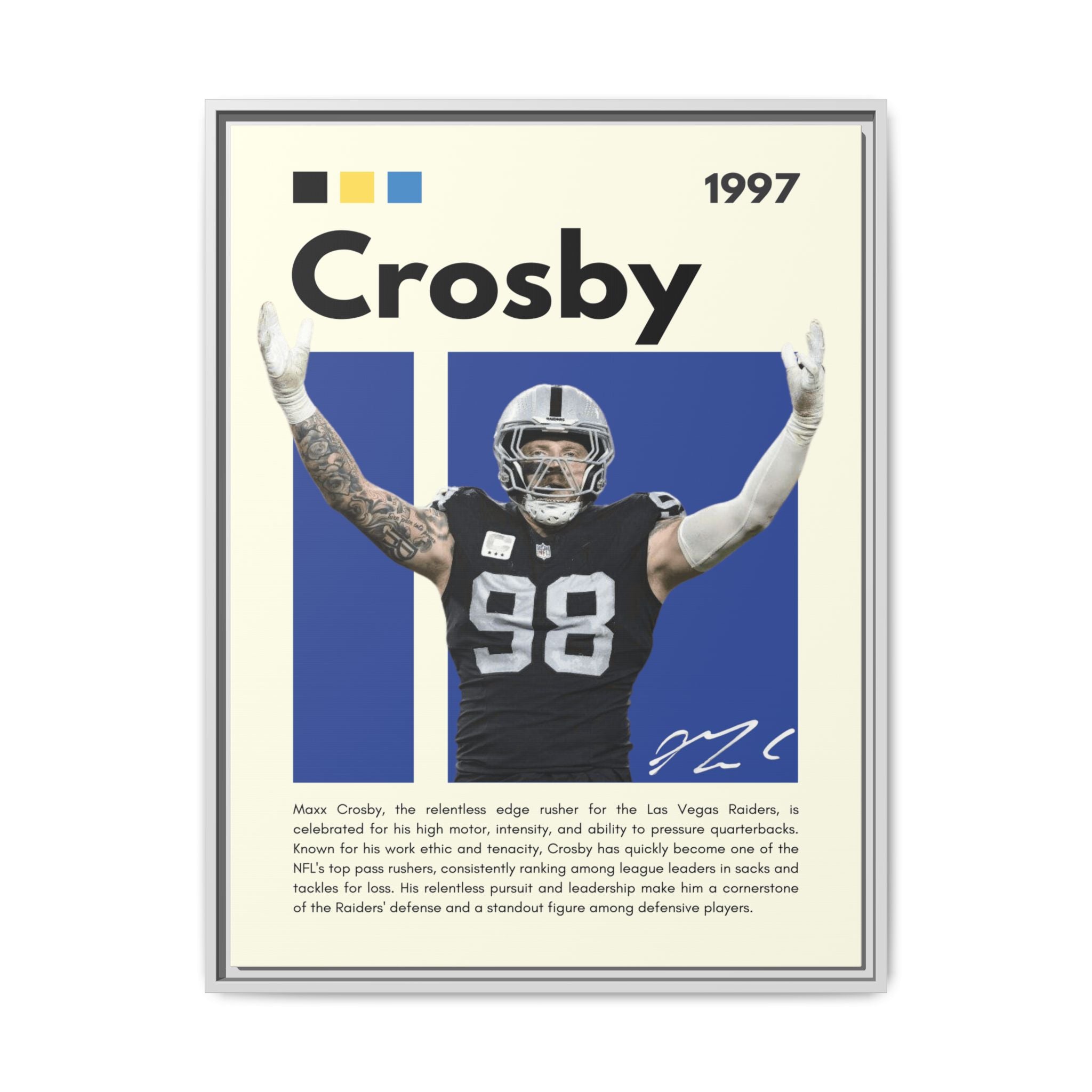 Maxx Crosby: Defensive Dynamo - Canvas Wall Art