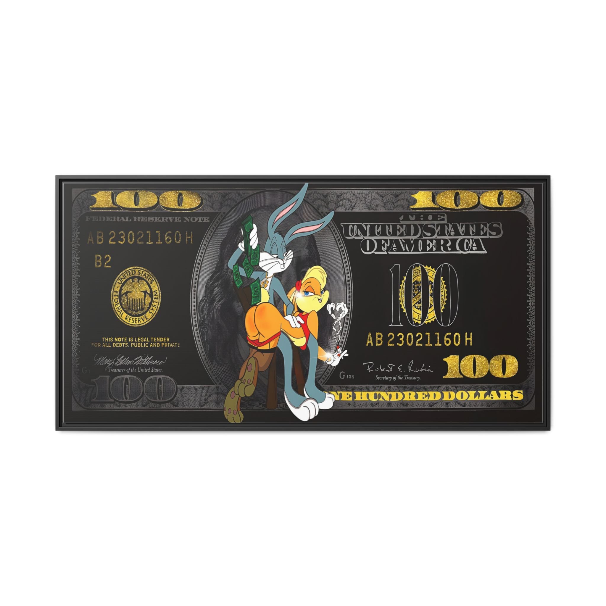 Cartoon Cash Remix: Looney Tunes Currency, Pop Culture Finance Art - Canvas Wall Art