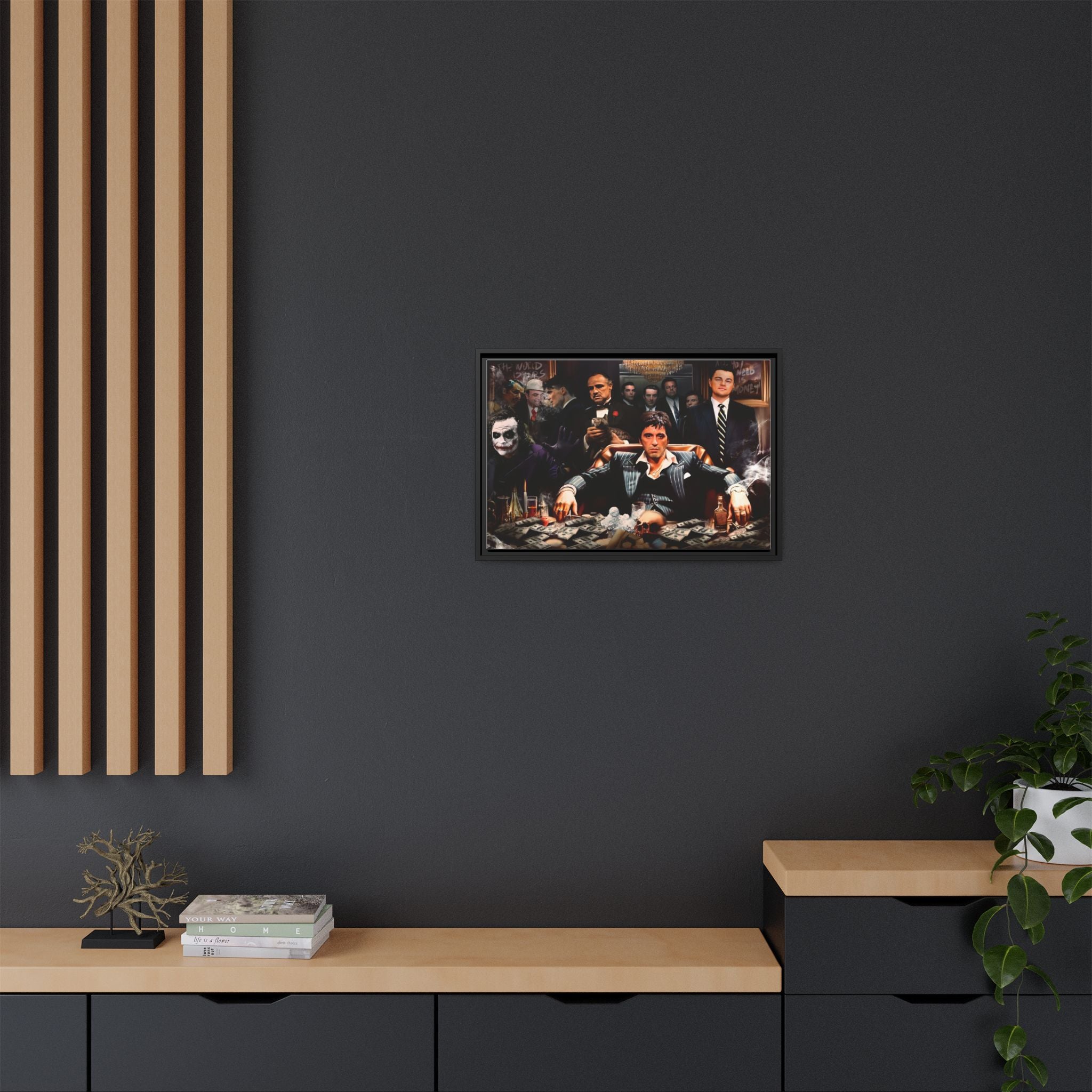 Empire of Shadows: Cinematic Crime Collage, Noir Anthology of Power - Canvas Wall Art