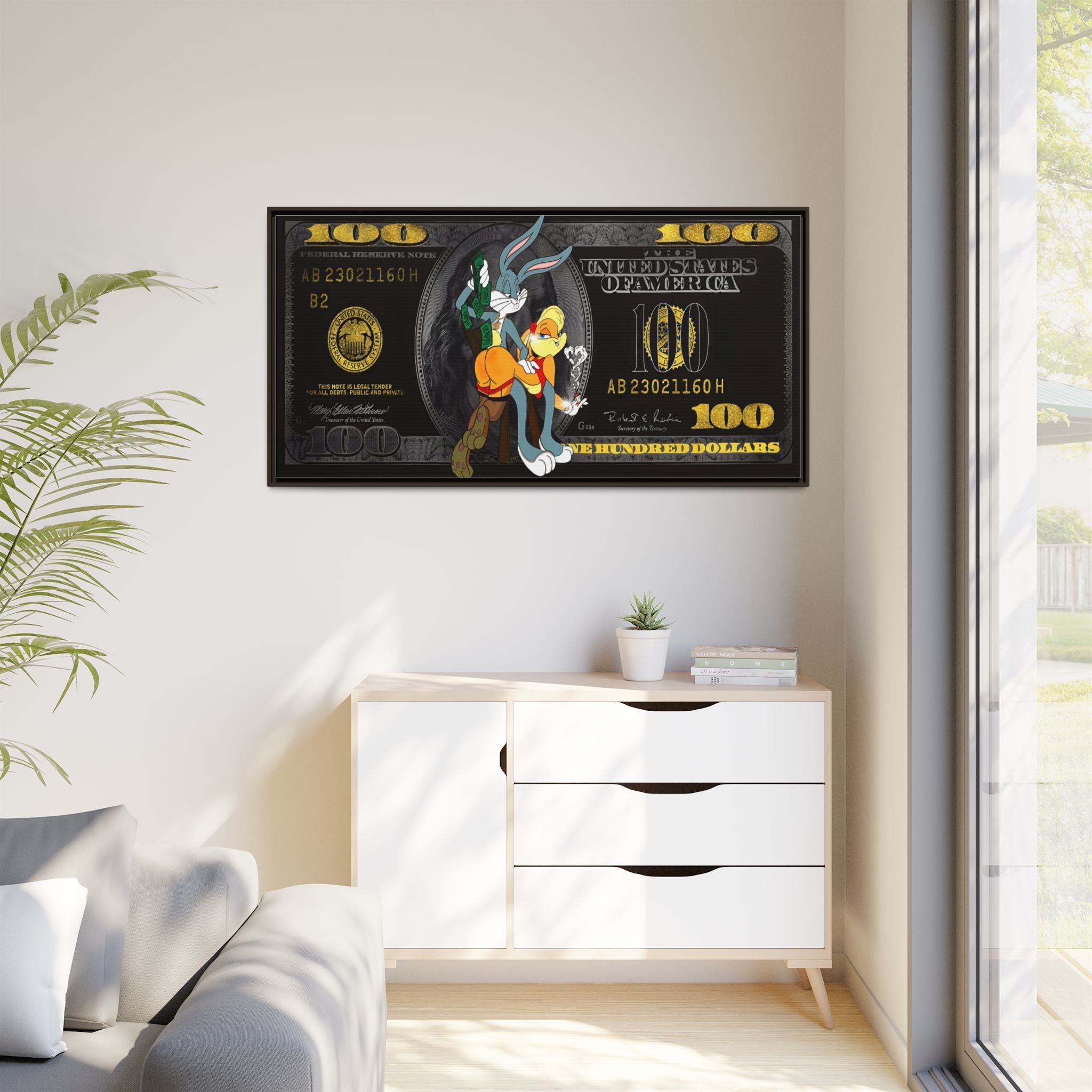 Cartoon Cash Remix: Looney Tunes Currency, Pop Culture Finance Art - Canvas Wall Art