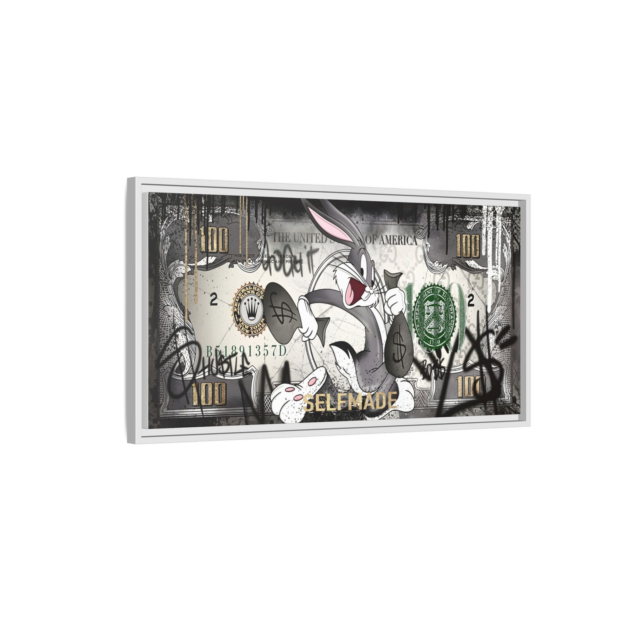 Bunny Benjamins: Pop Art Currency Remix, American Dream Iconography - Canvas Wall Art