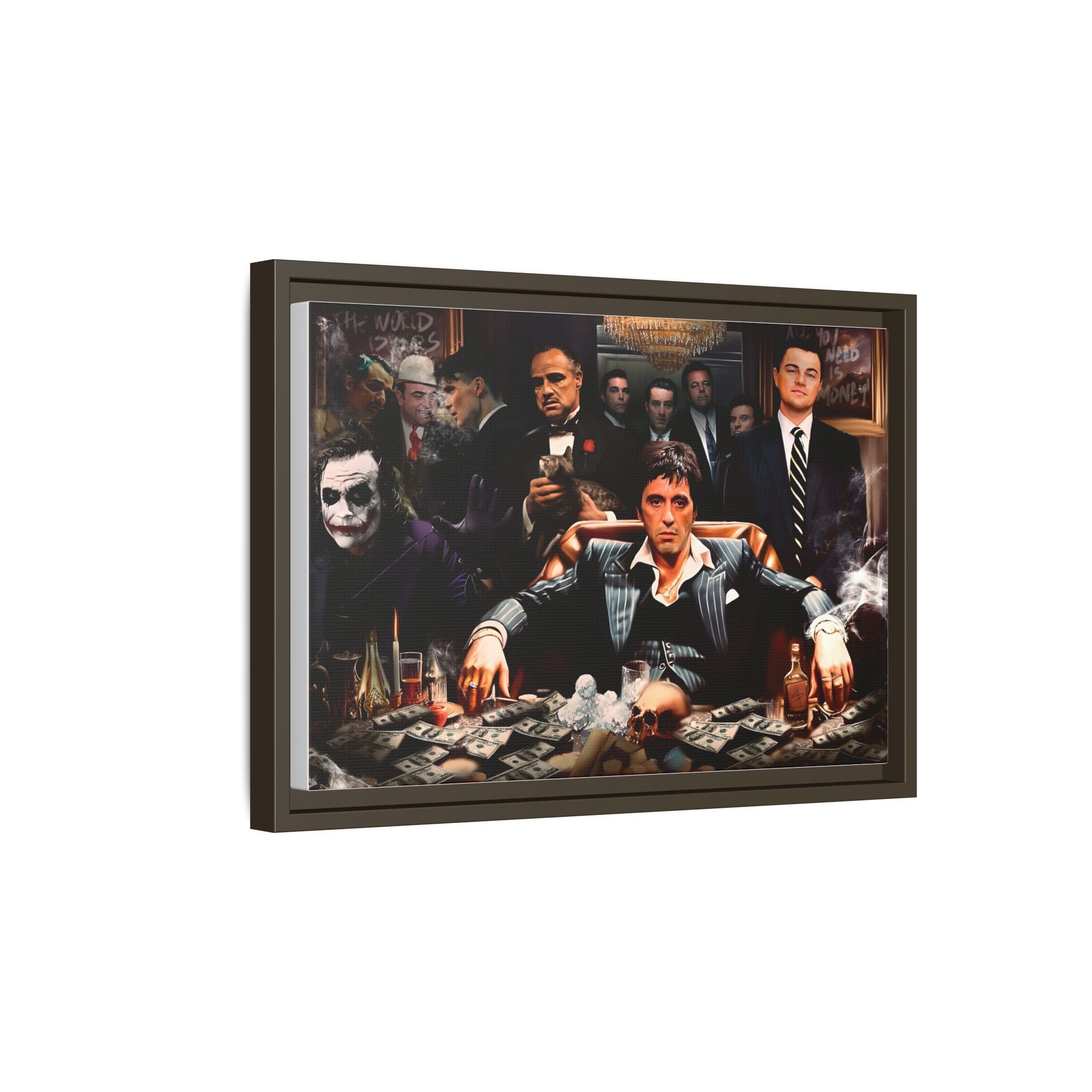 Empire of Shadows: Cinematic Crime Collage, Noir Anthology of Power - Canvas Wall Art