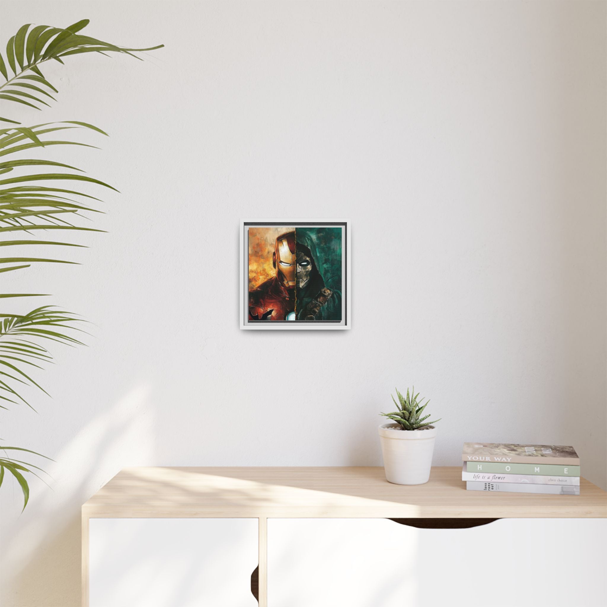 Technological Titans: Marvel Rivalry, Digital Fan Art Portrait, Superhero Duality Composition - Canvas Wall Art