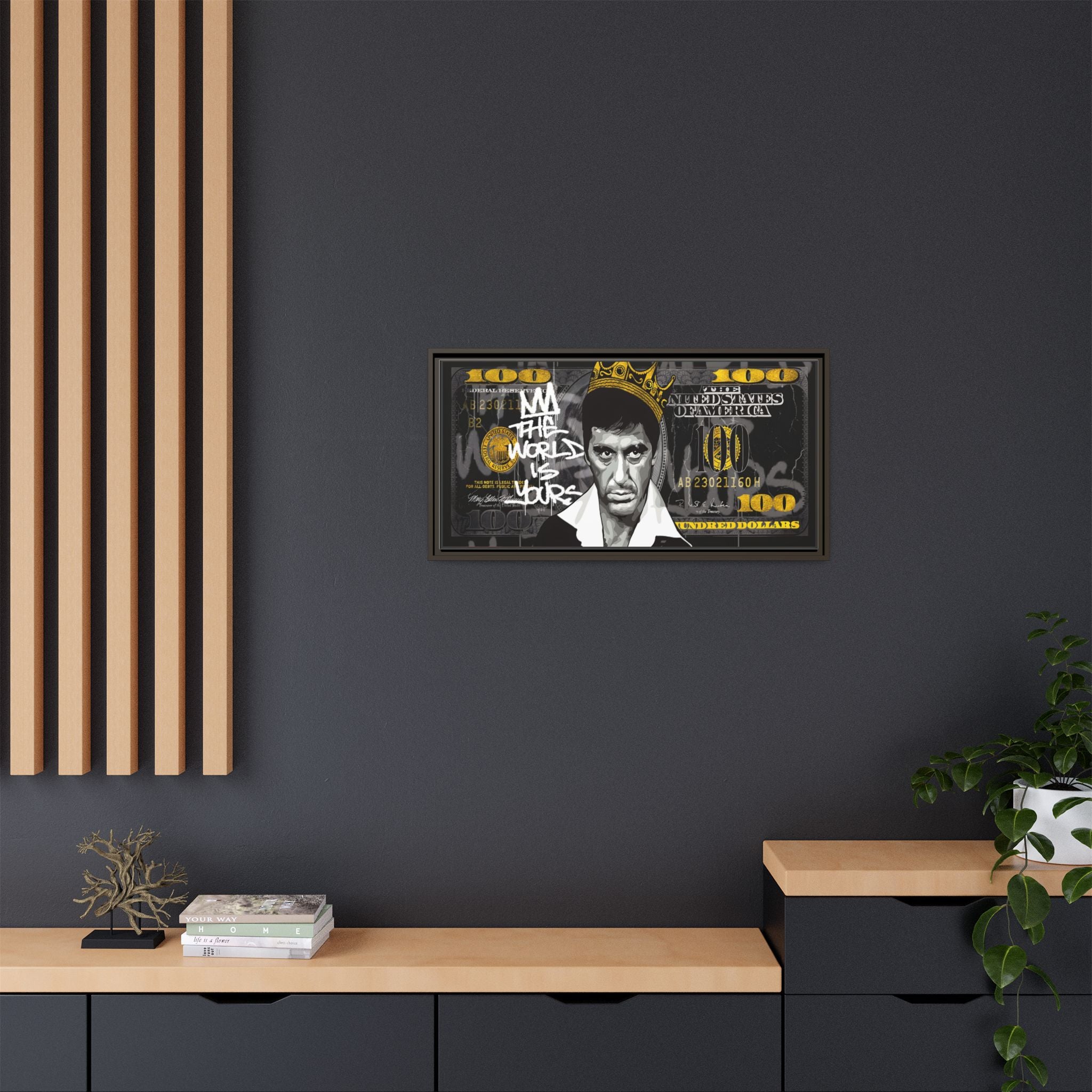 Crowned in Green: Pop Art Crime Iconography, Urban Financial Rebellion - Canvas Wall Art