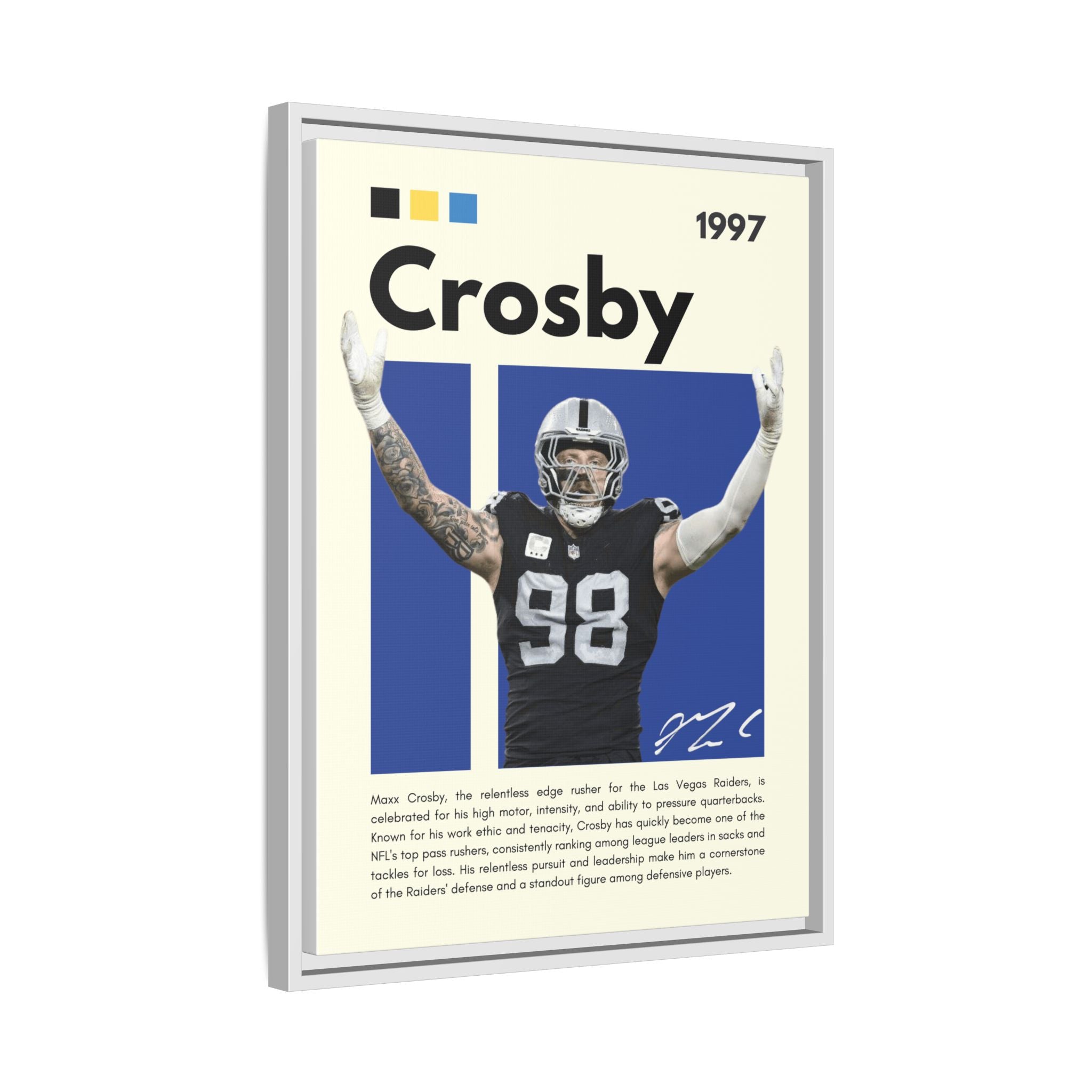 Maxx Crosby: Defensive Dynamo - Canvas Wall Art