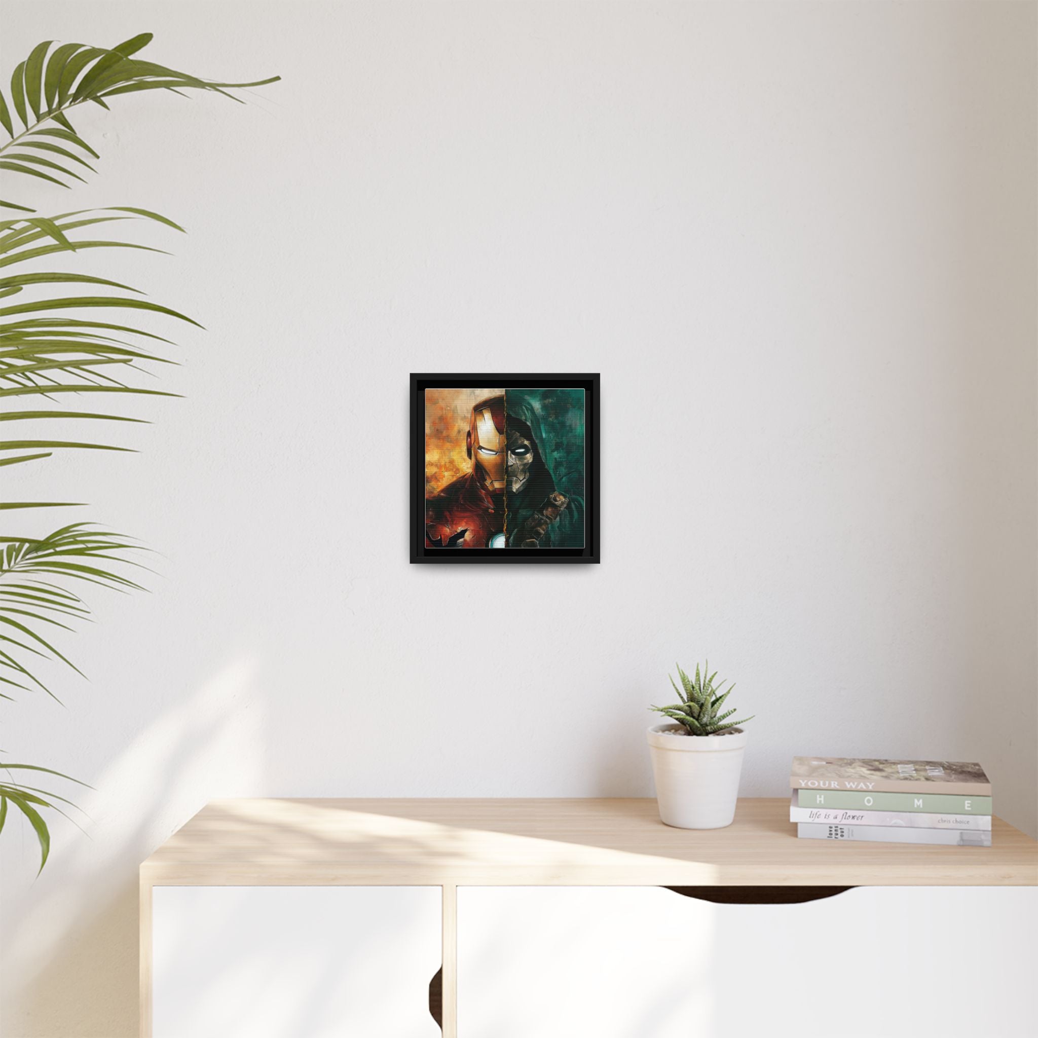 Technological Titans: Marvel Rivalry, Digital Fan Art Portrait, Superhero Duality Composition - Canvas Wall Art