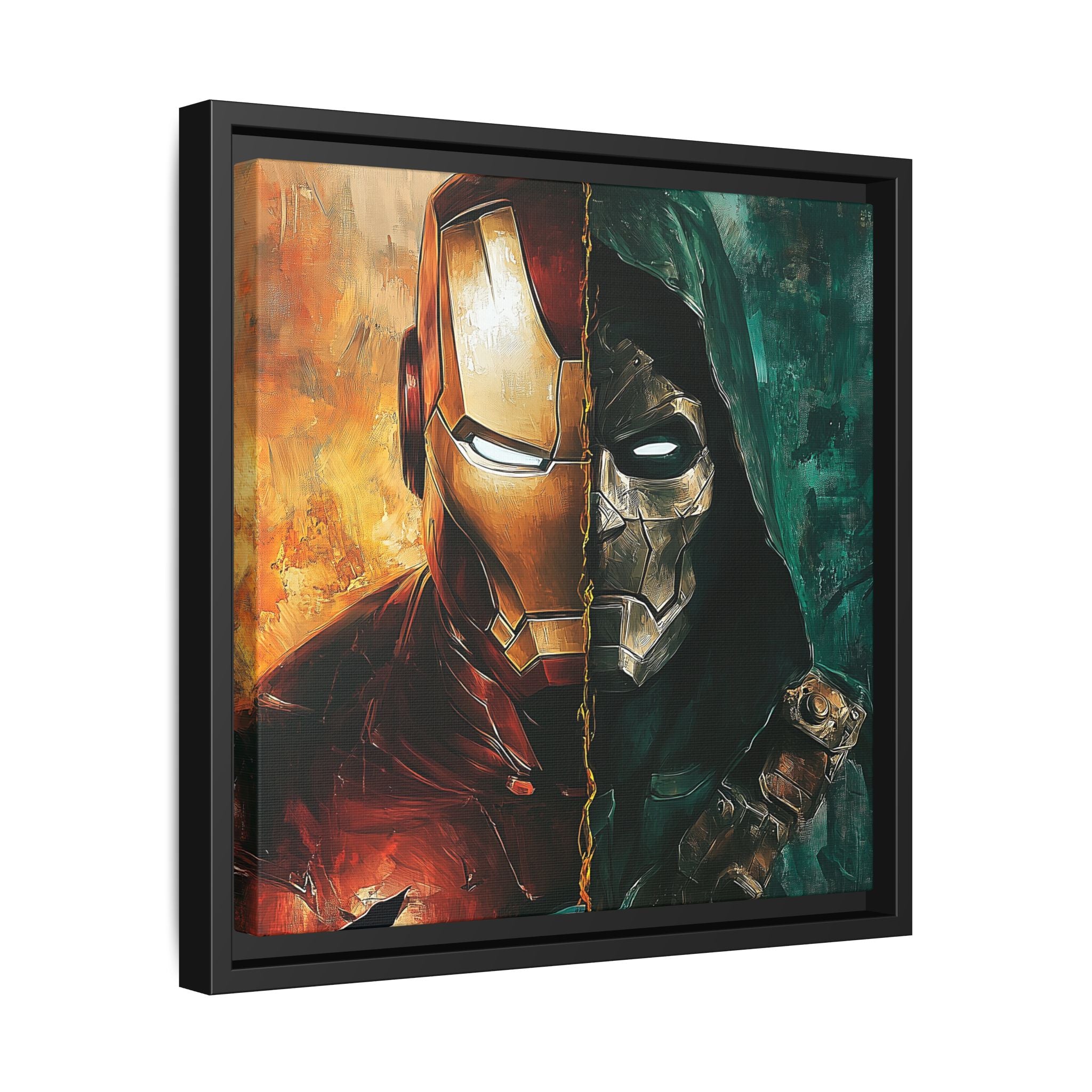 Technological Titans: Marvel Rivalry, Digital Fan Art Portrait, Superhero Duality Composition - Canvas Wall Art