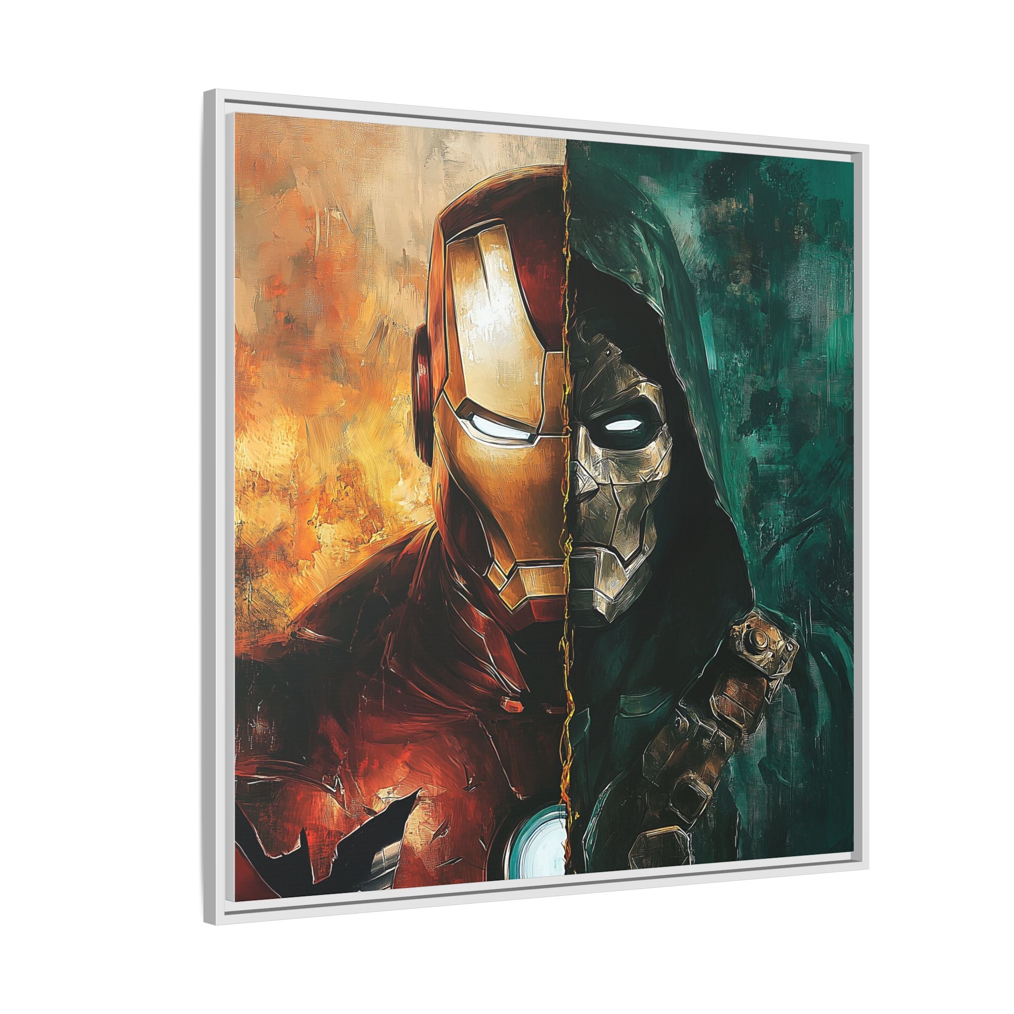 Technological Titans: Marvel Rivalry, Digital Fan Art Portrait, Superhero Duality Composition - Canvas Wall Art