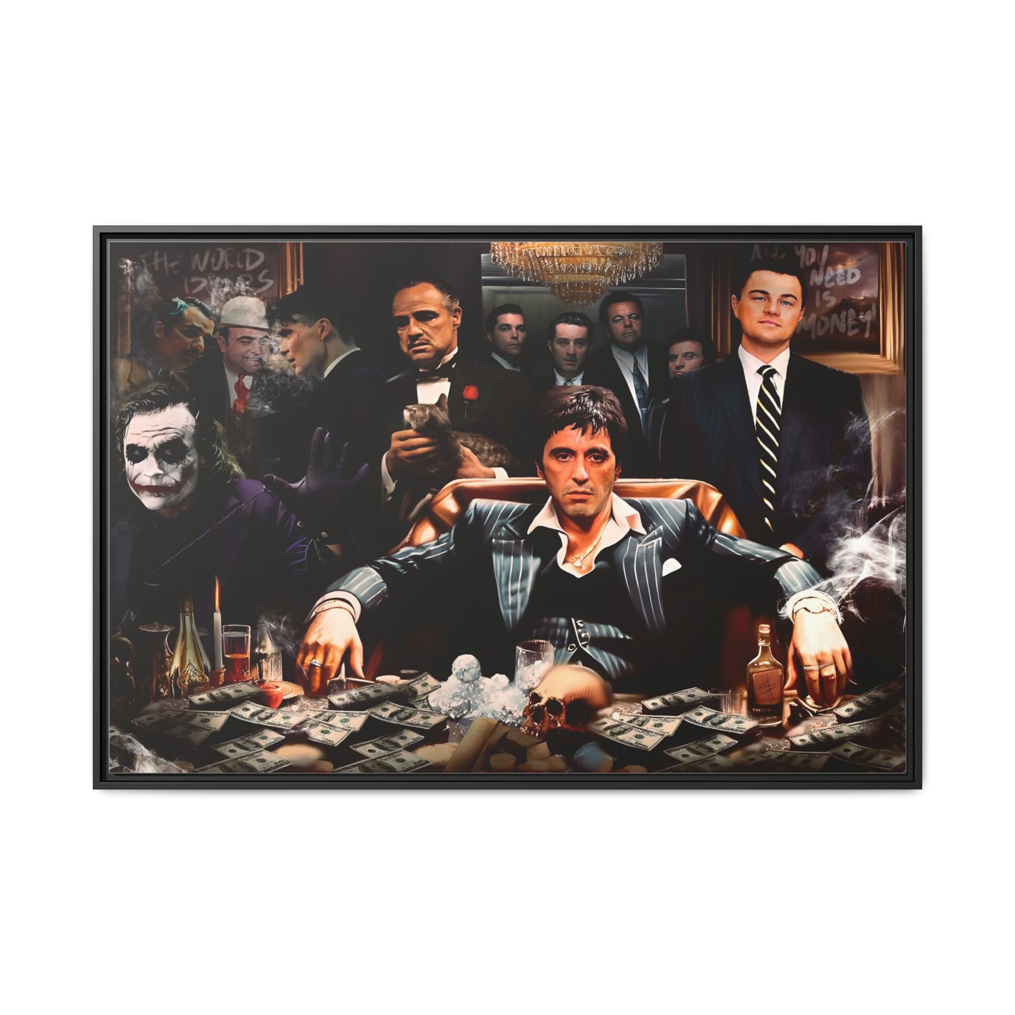 Empire of Shadows: Cinematic Crime Collage, Noir Anthology of Power - Canvas Wall Art
