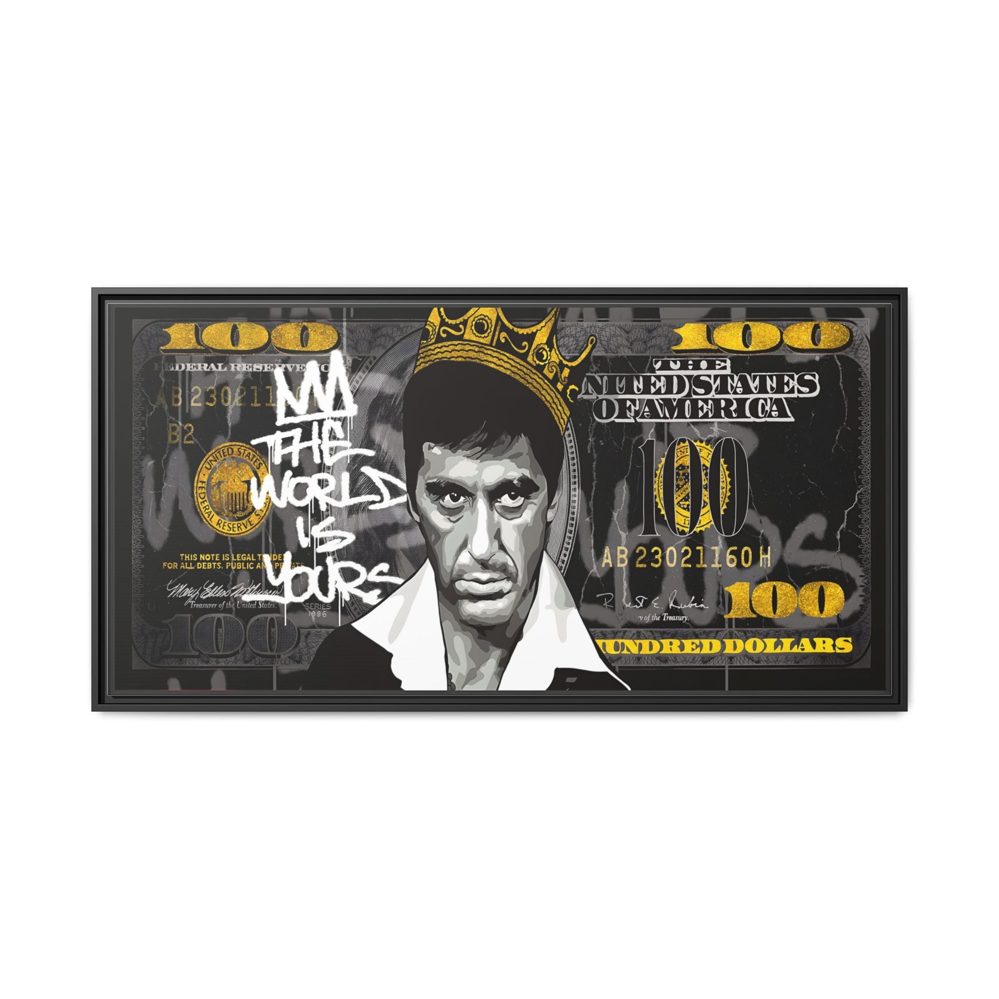 Crowned in Green: Pop Art Crime Iconography, Urban Financial Rebellion - Canvas Wall Art