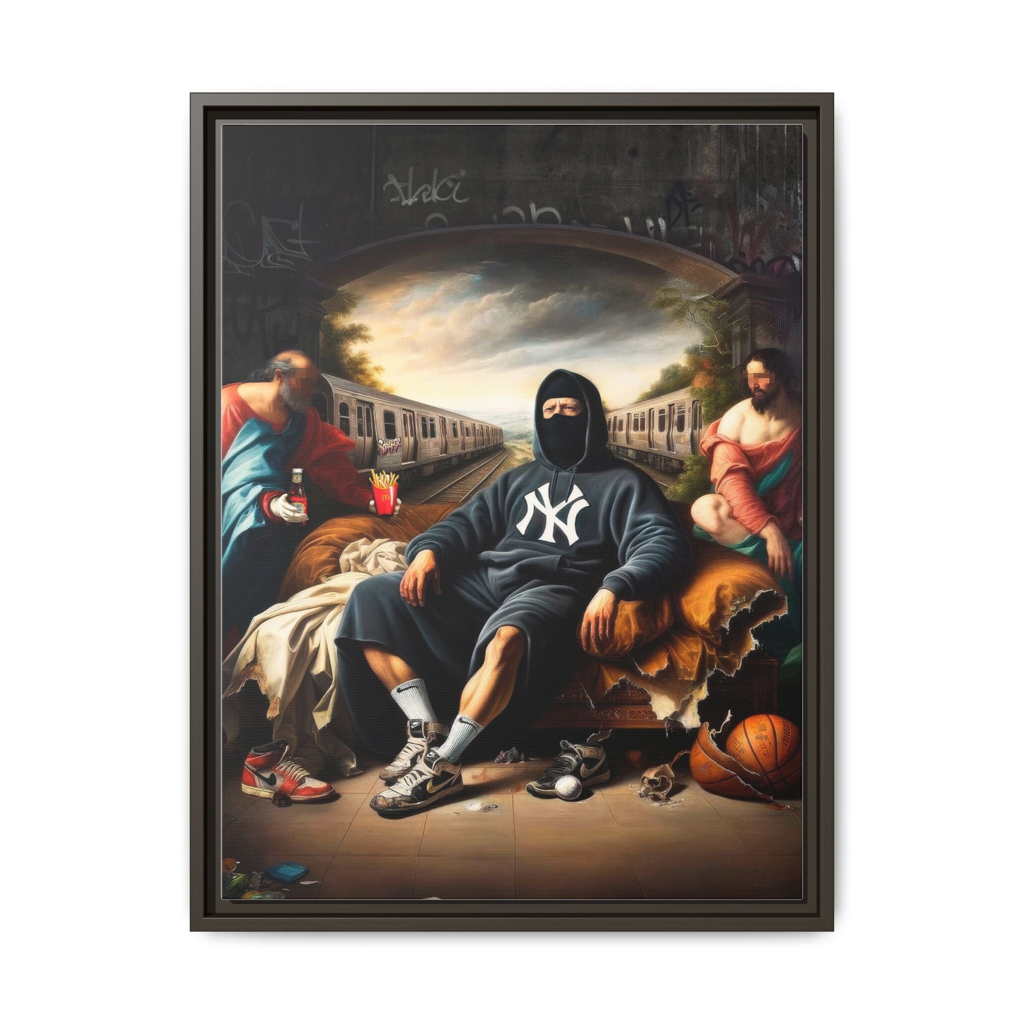 Urban Renaissance: Digital Remix of Classical Portraiture, Street Culture Reimagined - Canvas Wall Art