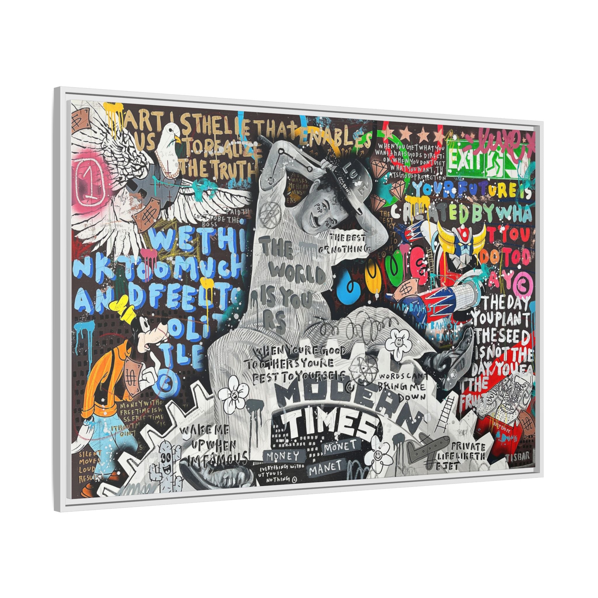 Urban Kaleidoscope: Street Art Fusion, Visual Commentary, Graffiti Narrative - Canvas Wall Art