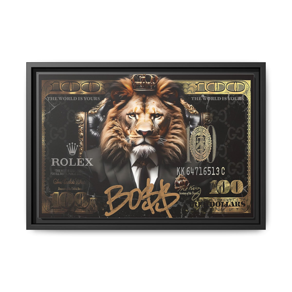 Lion Sovereign: Corporate Dominance, Golden Empire, Power Portrait - Canvas Wall Art