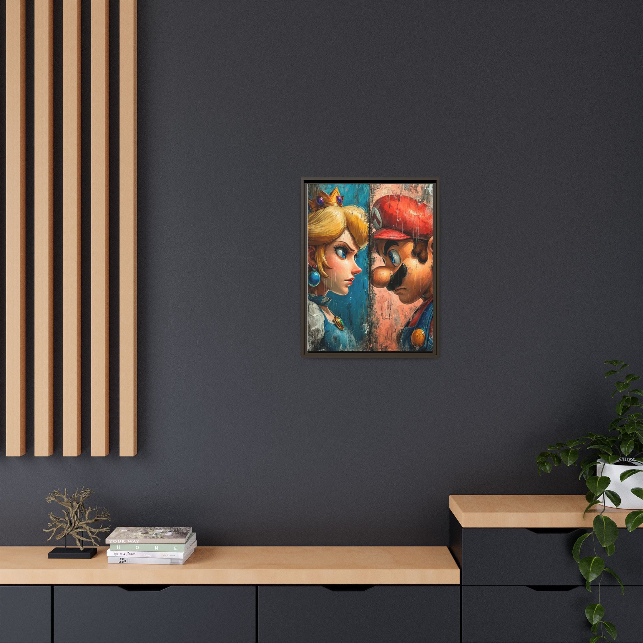 Legends Collide: Pixel Protagonists Reimagined, Gritty Game Art Portrait - Canvas Wall Art