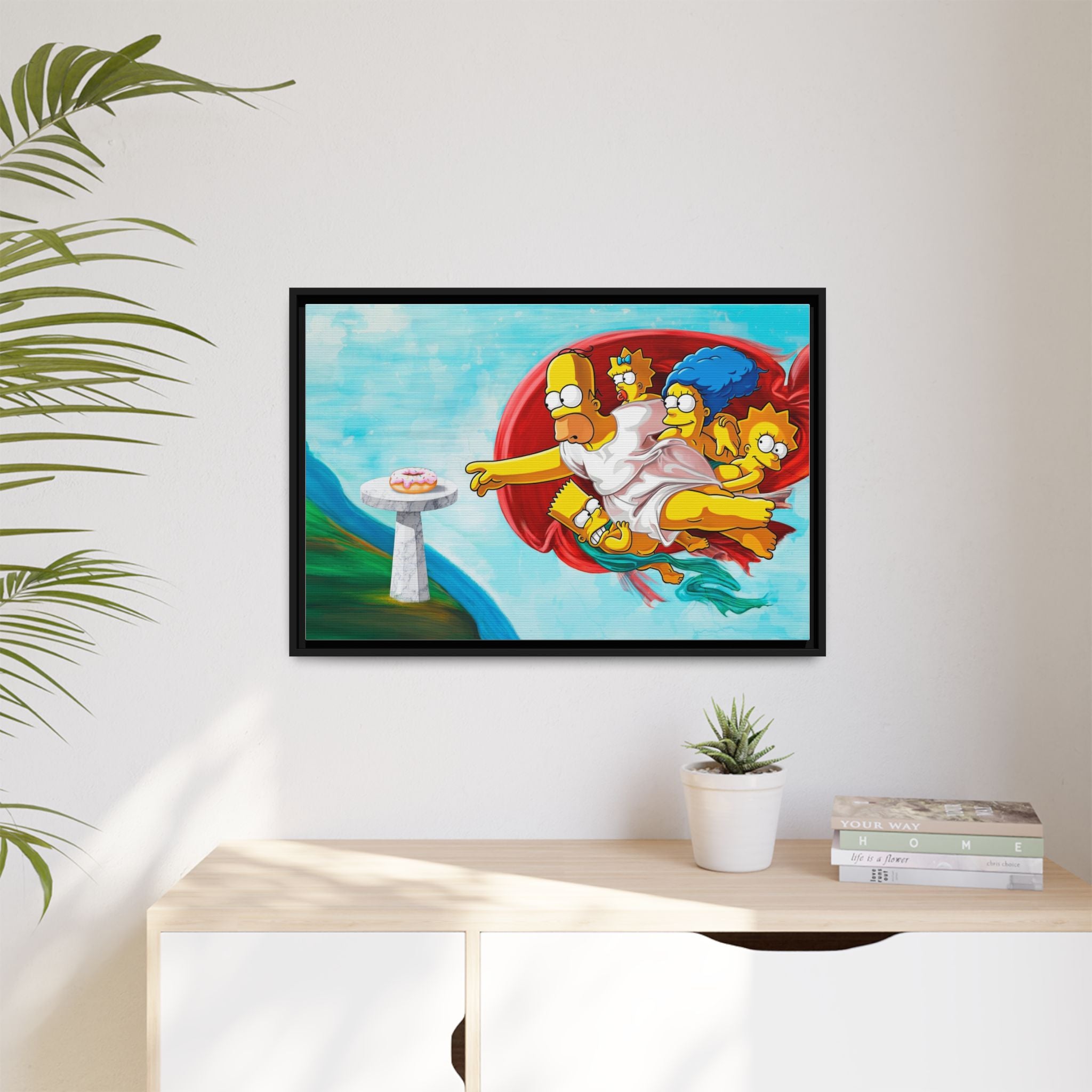 The Simpsons' Last Supper: Pop Culture Parody, Da Vinci Reimagined, Animated Comedy Masterpiece - Canvas Wall Art