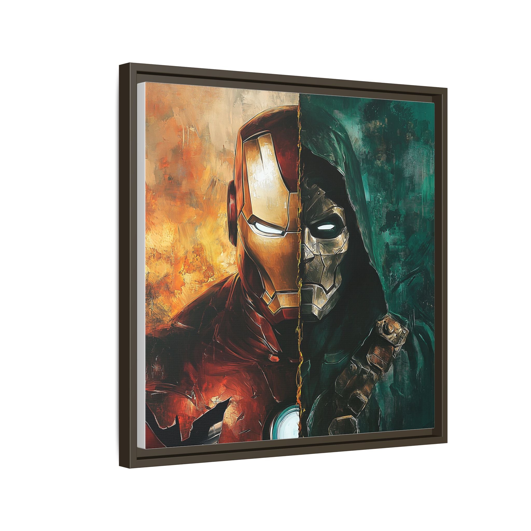Technological Titans: Marvel Rivalry, Digital Fan Art Portrait, Superhero Duality Composition - Canvas Wall Art