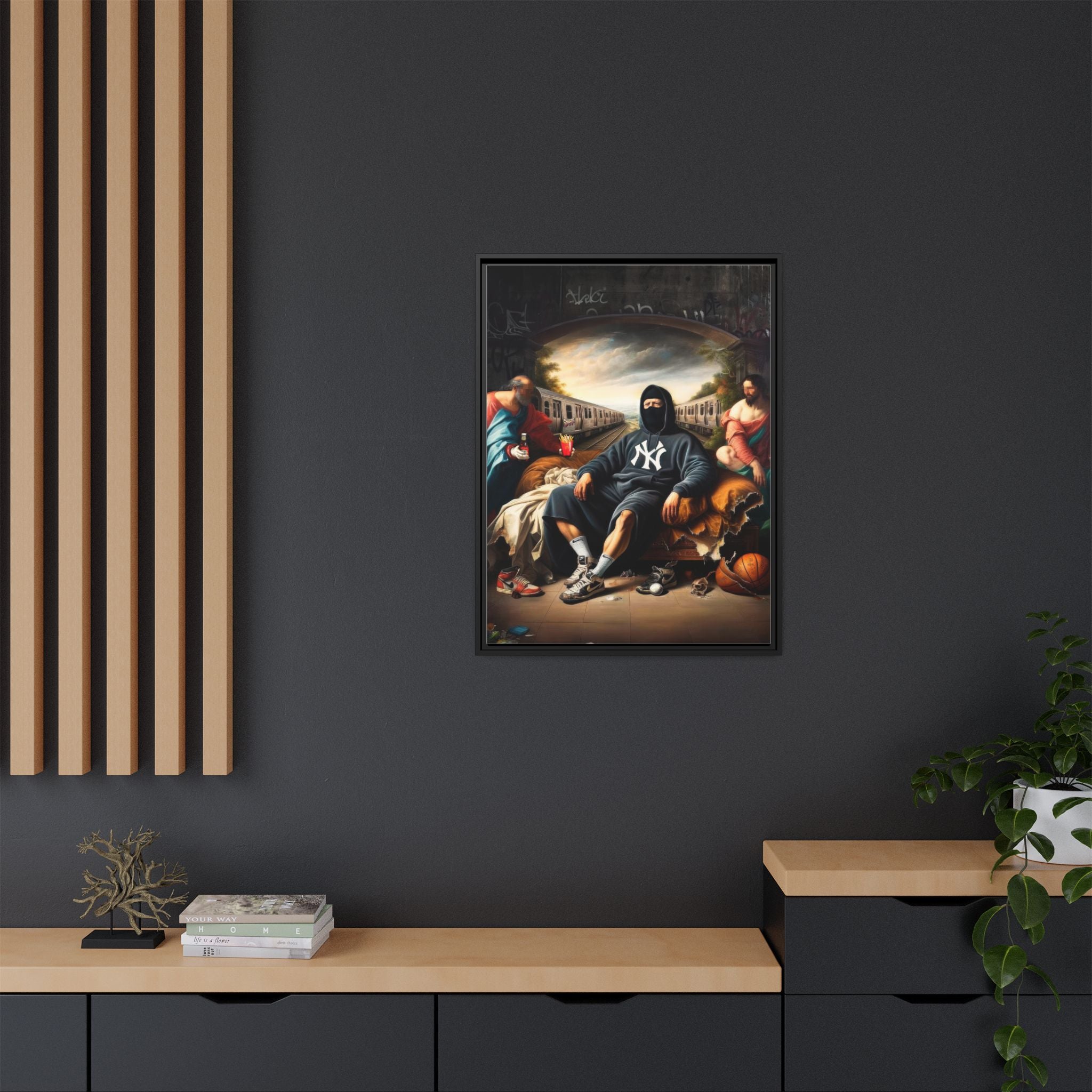 Urban Renaissance: Digital Remix of Classical Portraiture, Street Culture Reimagined - Canvas Wall Art