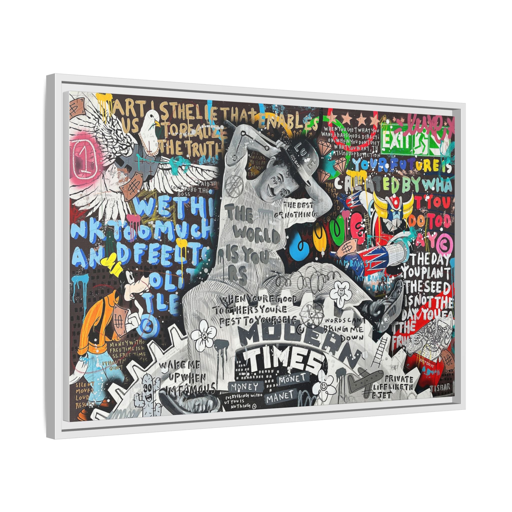 Urban Kaleidoscope: Street Art Fusion, Visual Commentary, Graffiti Narrative - Canvas Wall Art