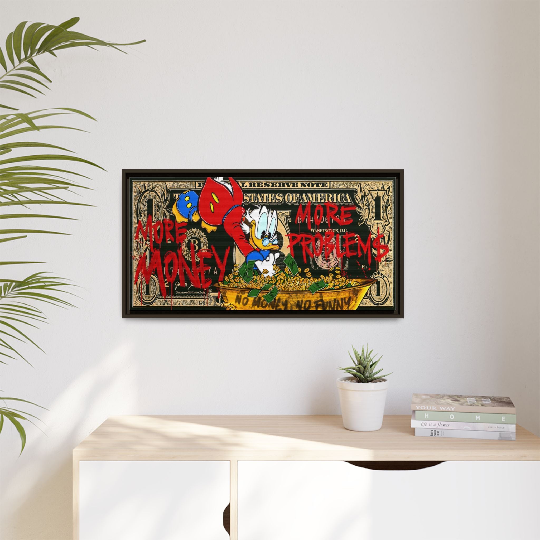 Duck Dynasty of Dollars: Pop Art Financial Critique, Graffiti Economics, Capitalist Commentary - Canvas Wall Art