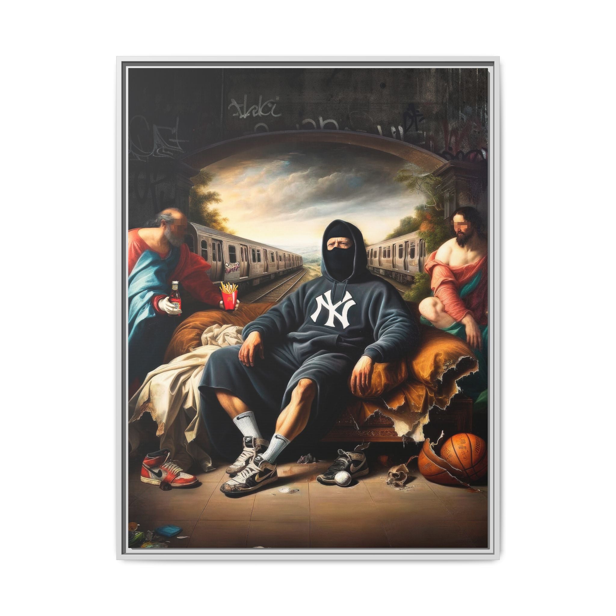 Urban Renaissance: Digital Remix of Classical Portraiture, Street Culture Reimagined - Canvas Wall Art