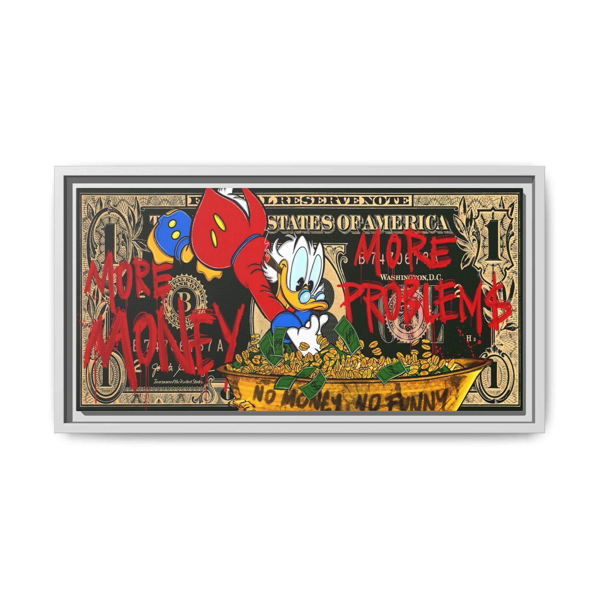 Duck Dynasty of Dollars: Pop Art Financial Critique, Graffiti Economics, Capitalist Commentary - Canvas Wall Art