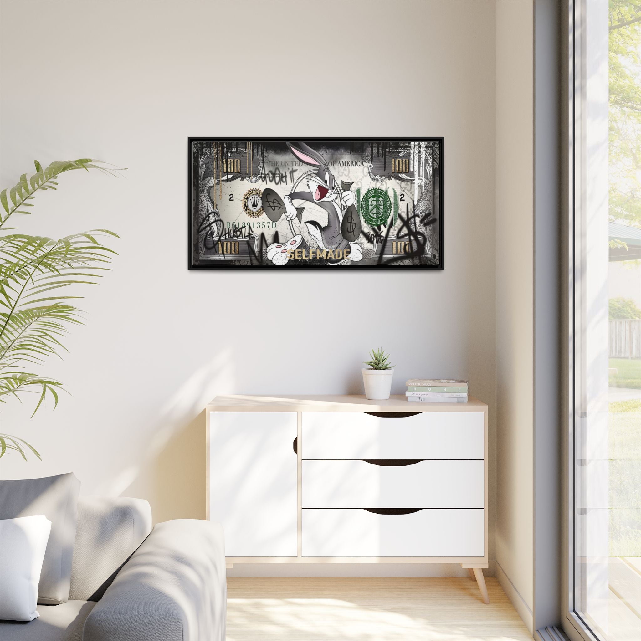 Bunny Benjamins: Pop Art Currency Remix, American Dream Iconography - Canvas Wall Art