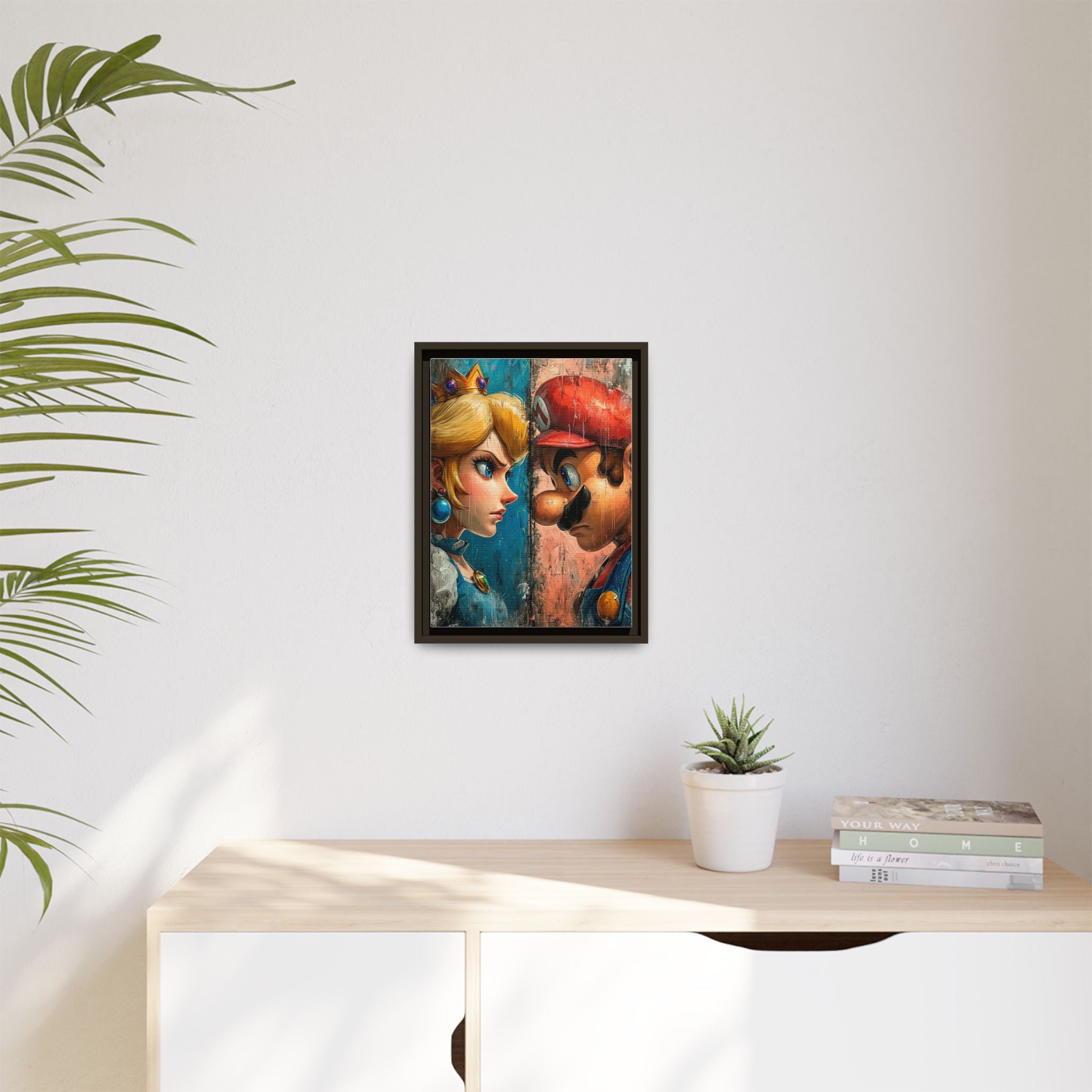 Legends Collide: Pixel Protagonists Reimagined, Gritty Game Art Portrait - Canvas Wall Art