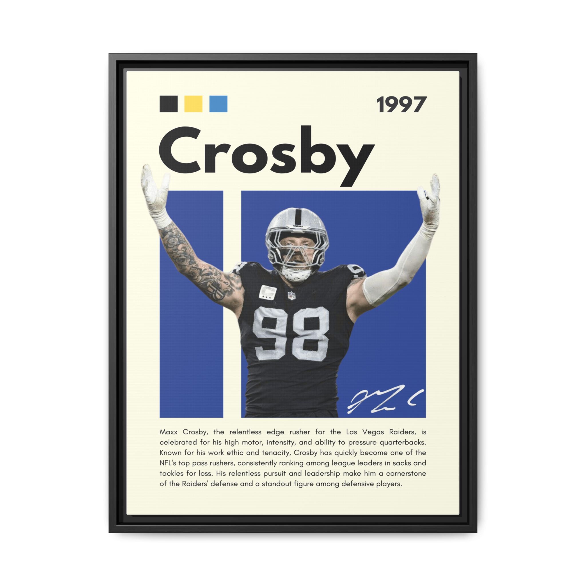 Maxx Crosby: Defensive Dynamo - Canvas Wall Art