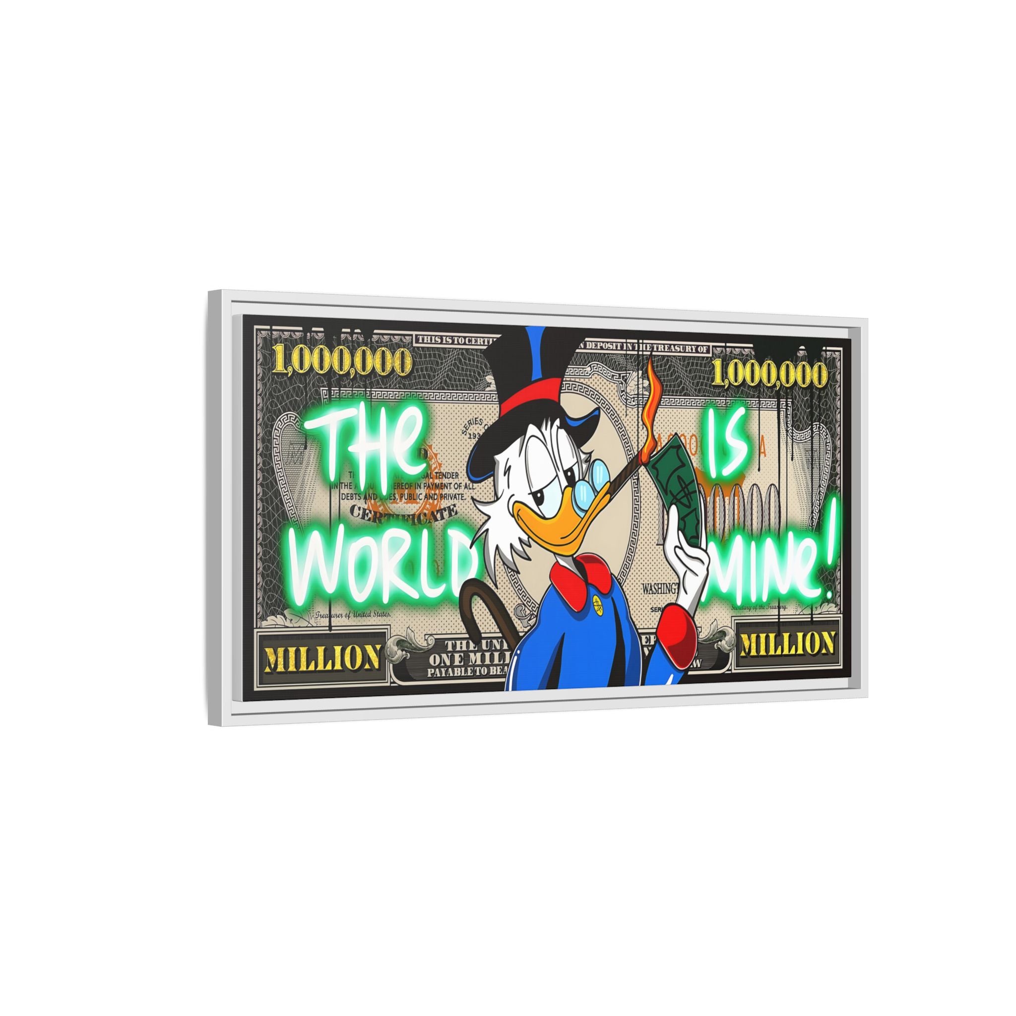Duck Dollar Domination: Pop Art Financial Satire, Disney Character Urban Commentary - Canvas Wall Art