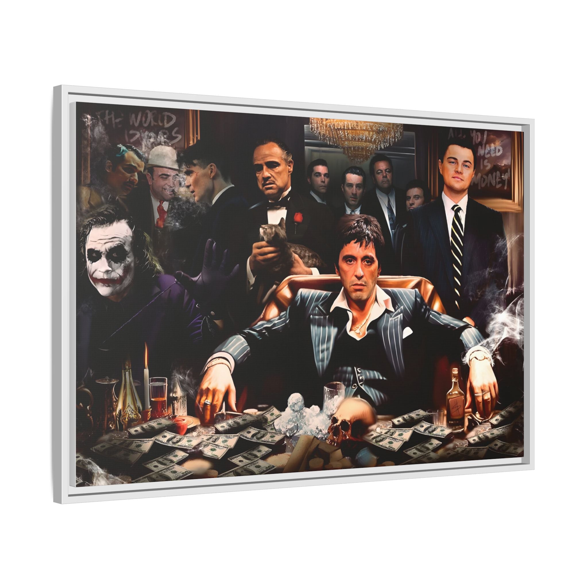 Empire of Shadows: Cinematic Crime Collage, Noir Anthology of Power - Canvas Wall Art