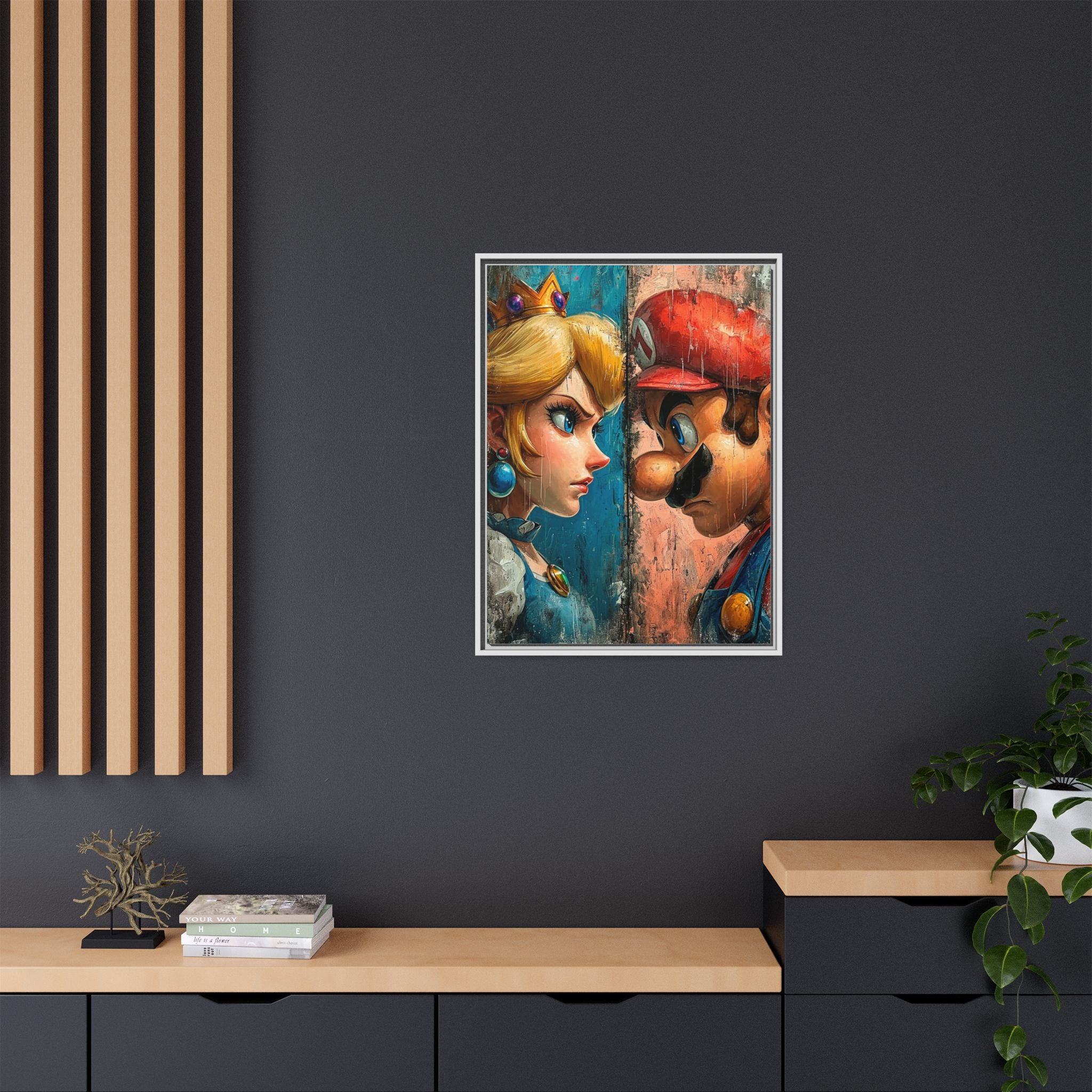 Legends Collide: Pixel Protagonists Reimagined, Gritty Game Art Portrait - Canvas Wall Art