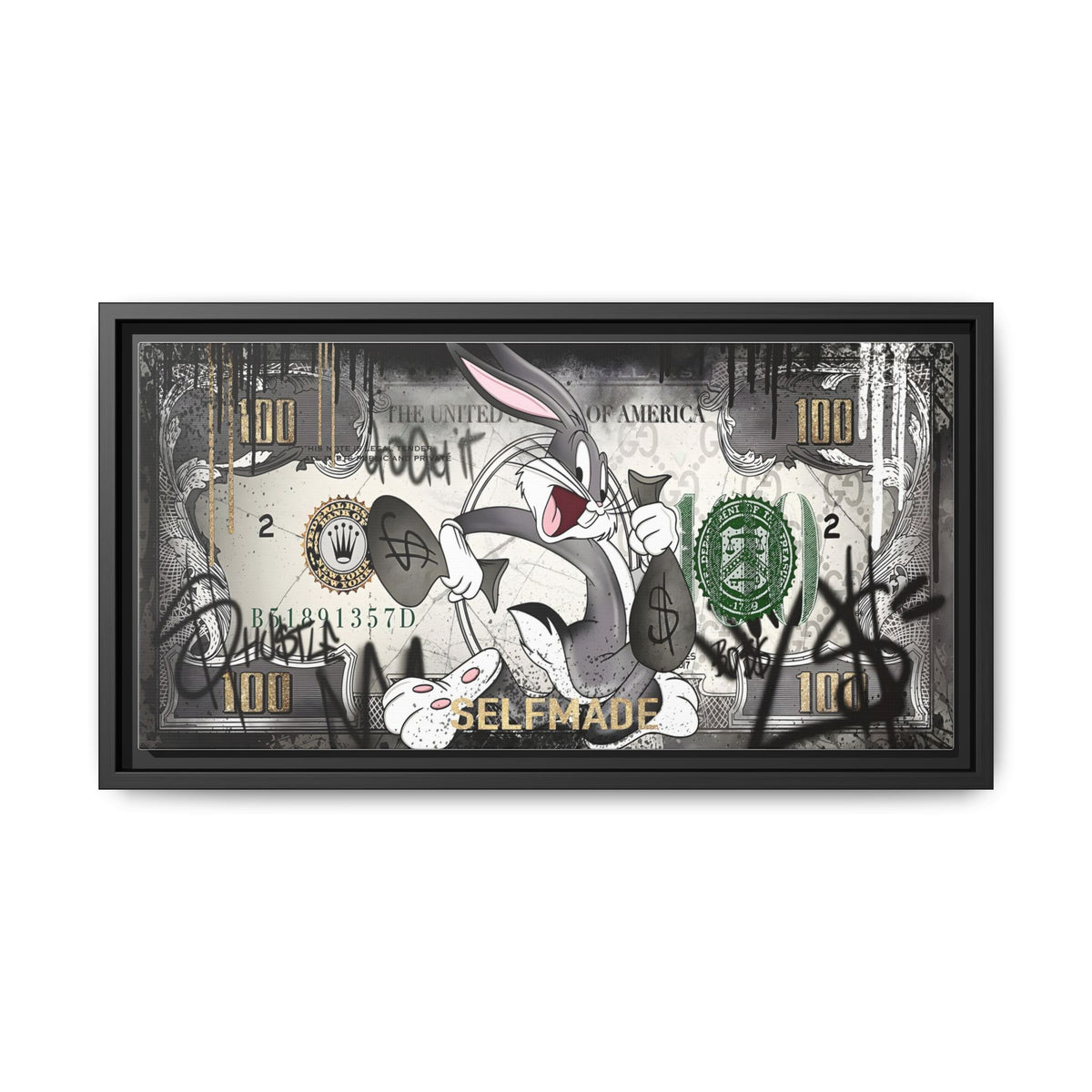 Bunny Benjamins: Pop Art Currency Remix, American Dream Iconography - Canvas Wall Art