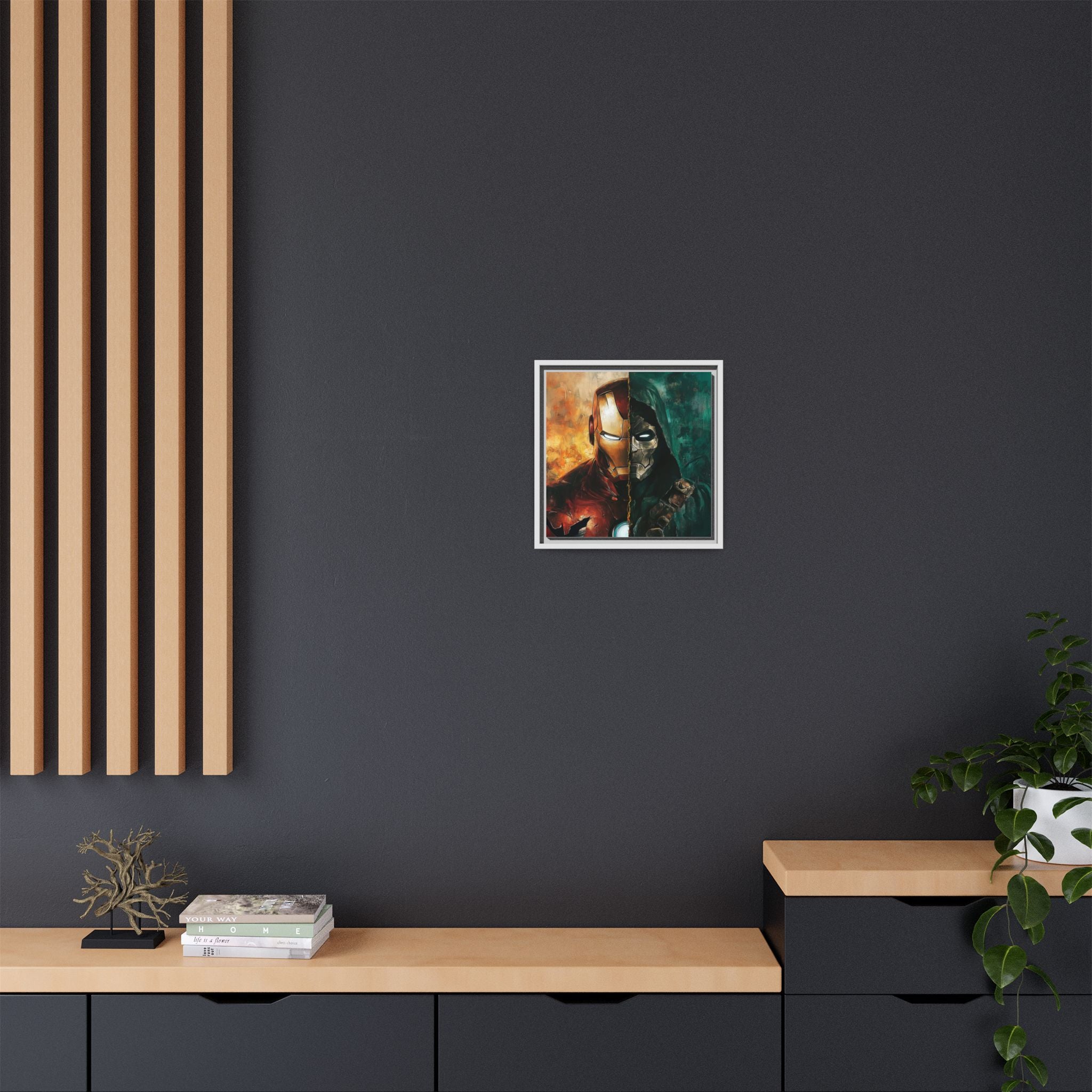 Technological Titans: Marvel Rivalry, Digital Fan Art Portrait, Superhero Duality Composition - Canvas Wall Art